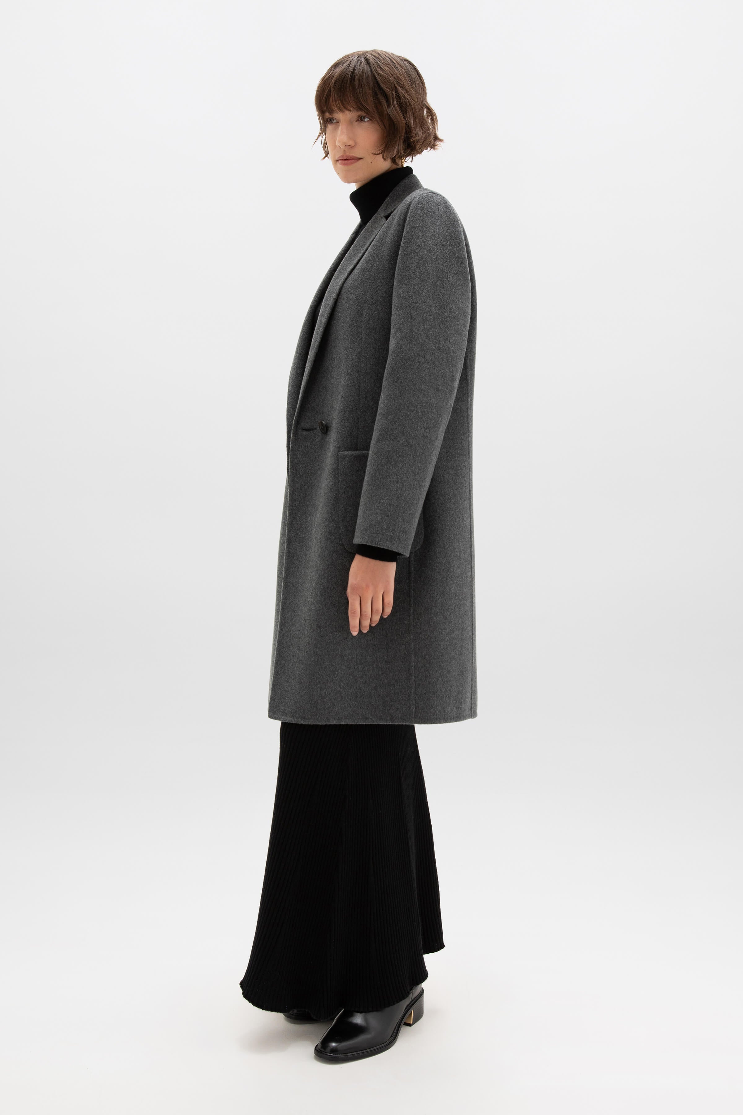 Johnstons of Elgin - Classic Mid Grey Cashmere Coat