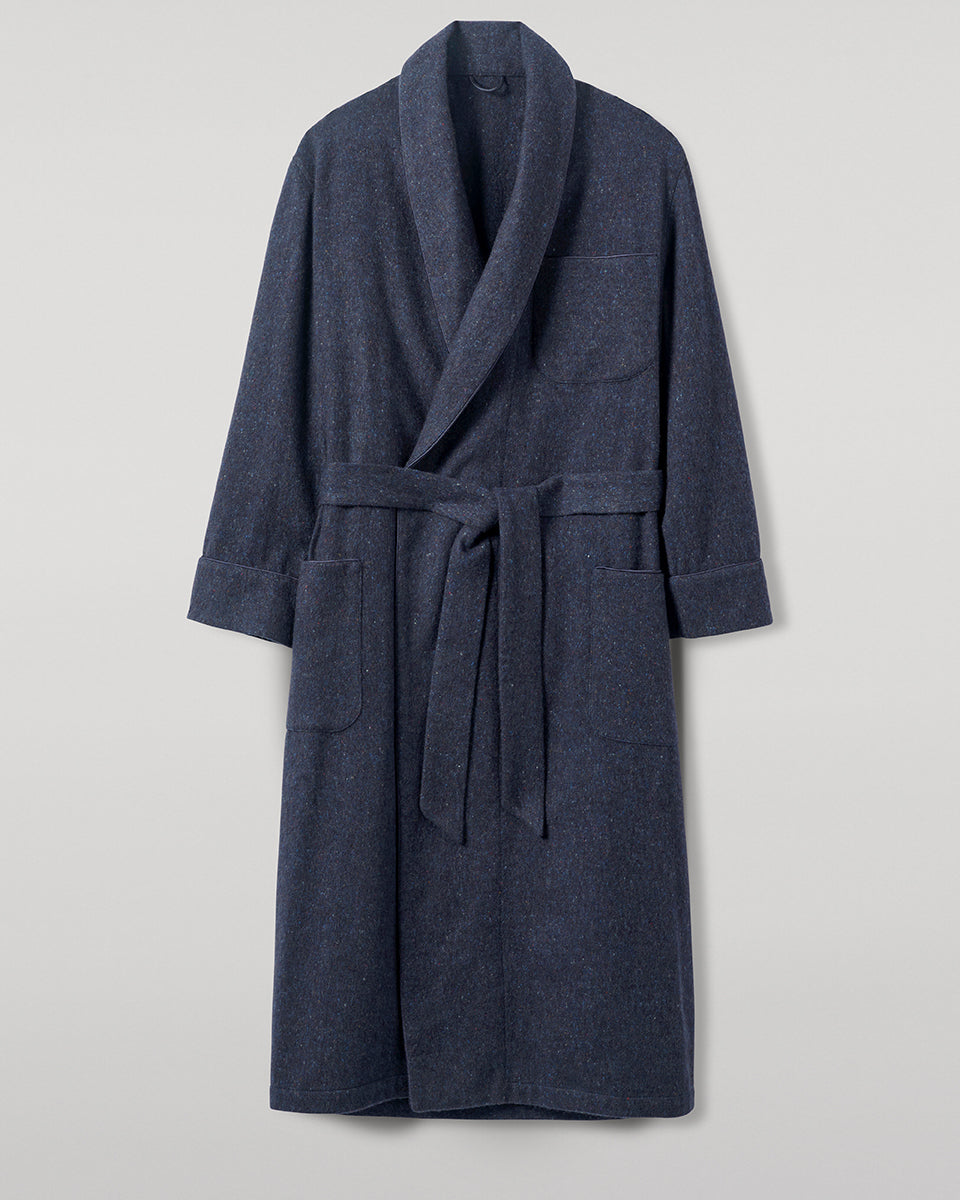 Johnstons of Elgin - Donegal Cashmere Navy Dressing Gown