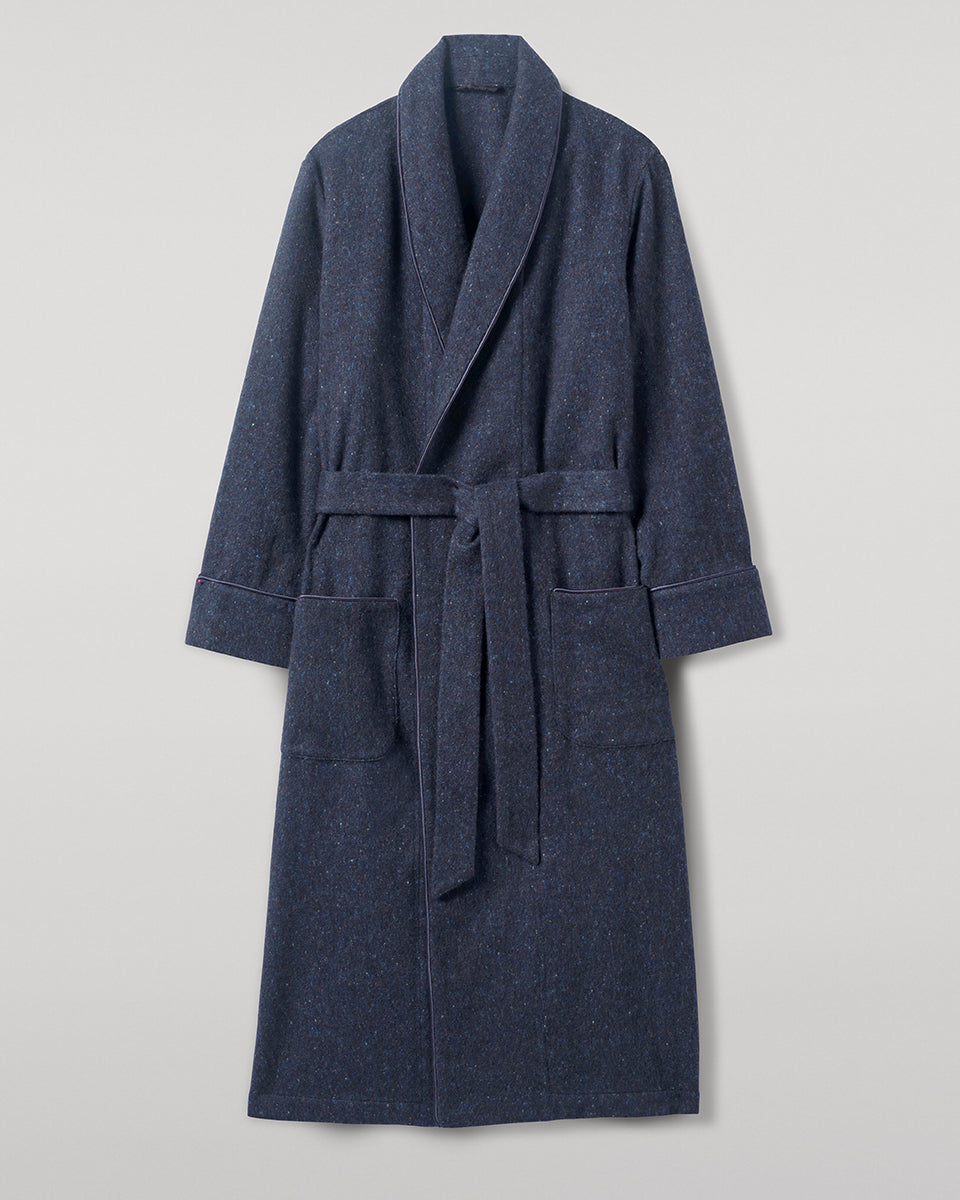 Johnstons of Elgin - Donegal Cashmere Navy Dressing Gown