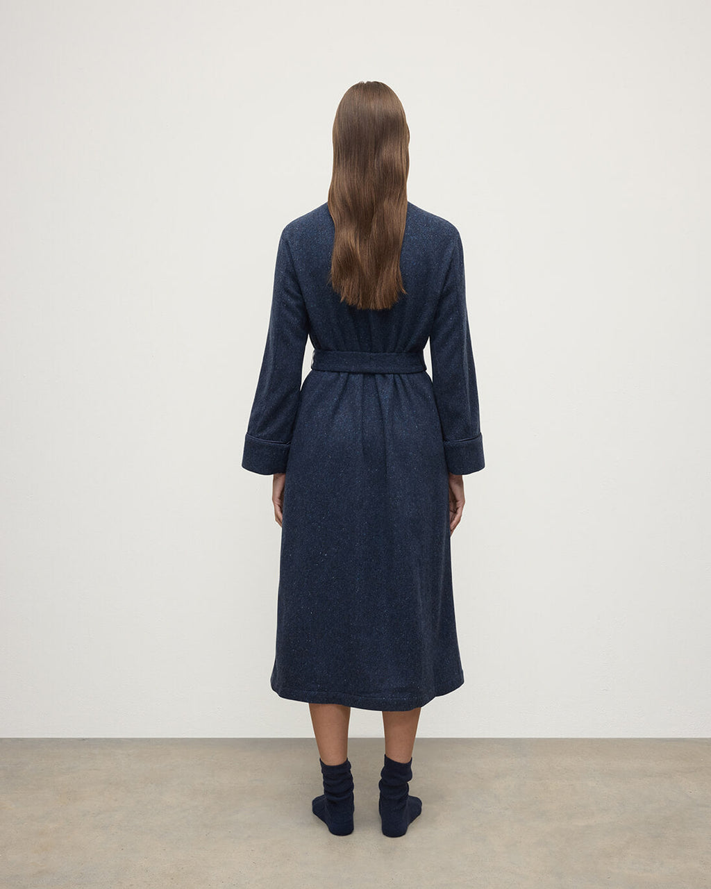 Johnstons of Elgin - Donegal Cashmere Navy Dressing Gown