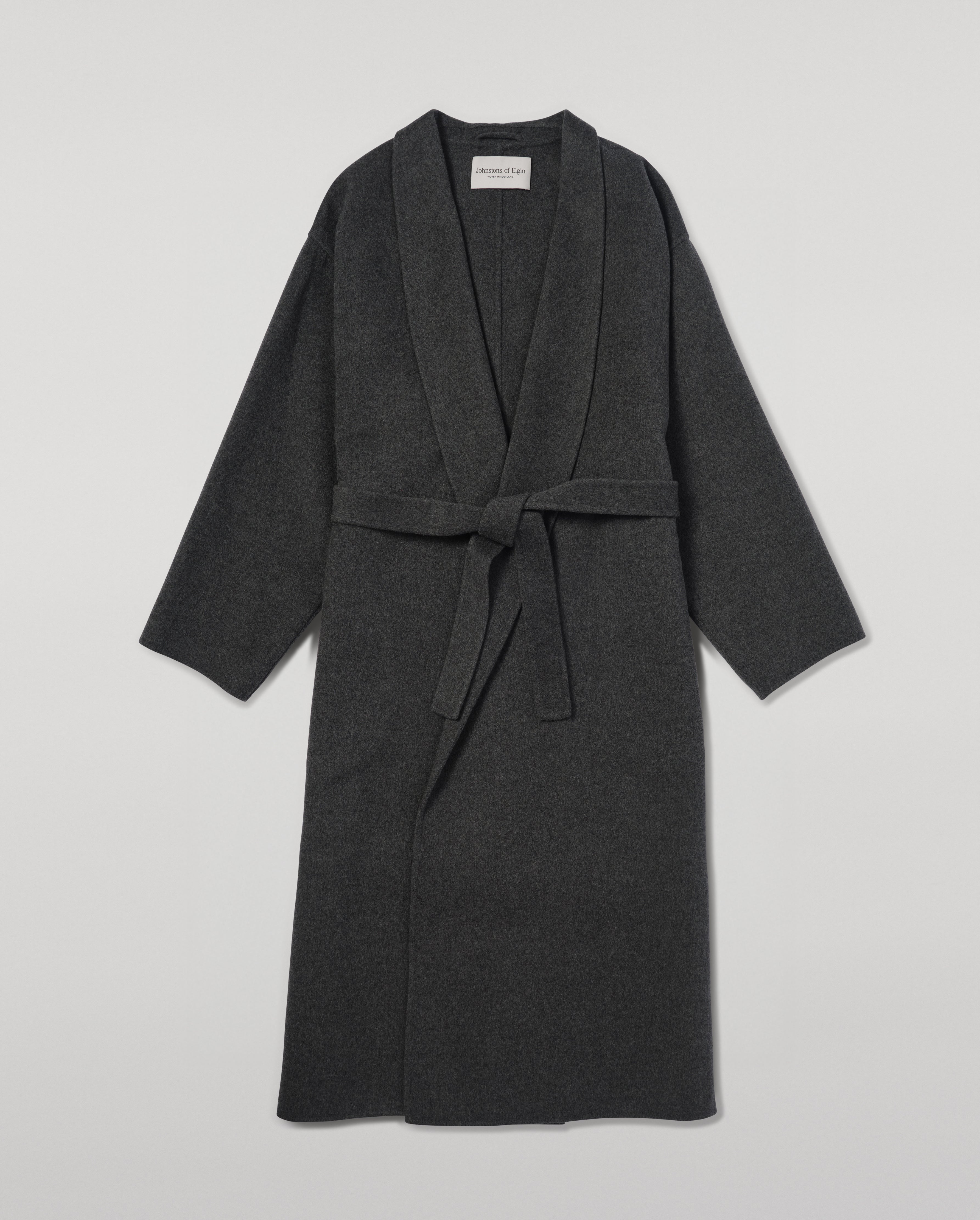 Johnstons of Elgin - Mid Grey Cashmere Wrap Coat