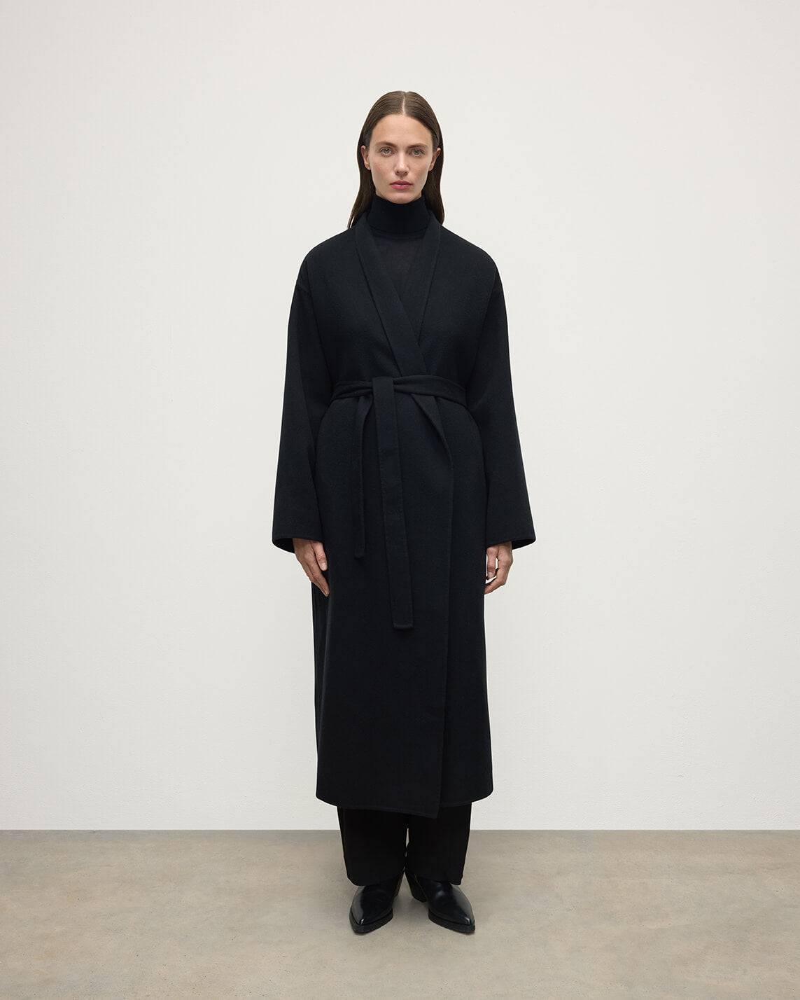 Johnstons of Elgin - Black Cashmere Wrap Coat