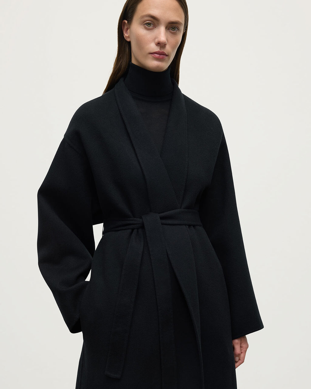 Johnstons of Elgin - Black Cashmere Wrap Coat