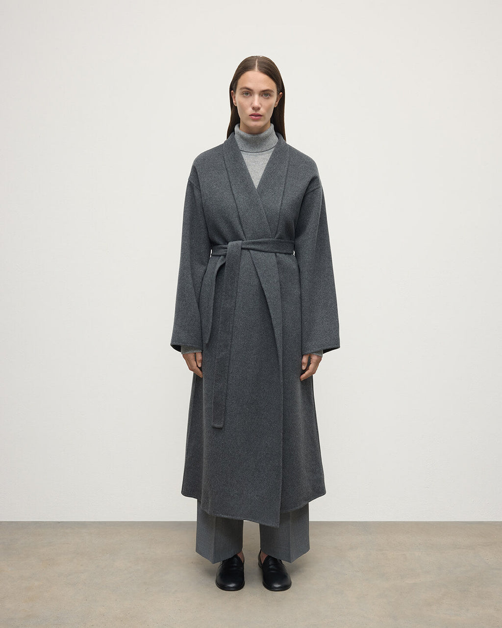 Johnstons of Elgin - Mid Grey Cashmere Wrap Coat