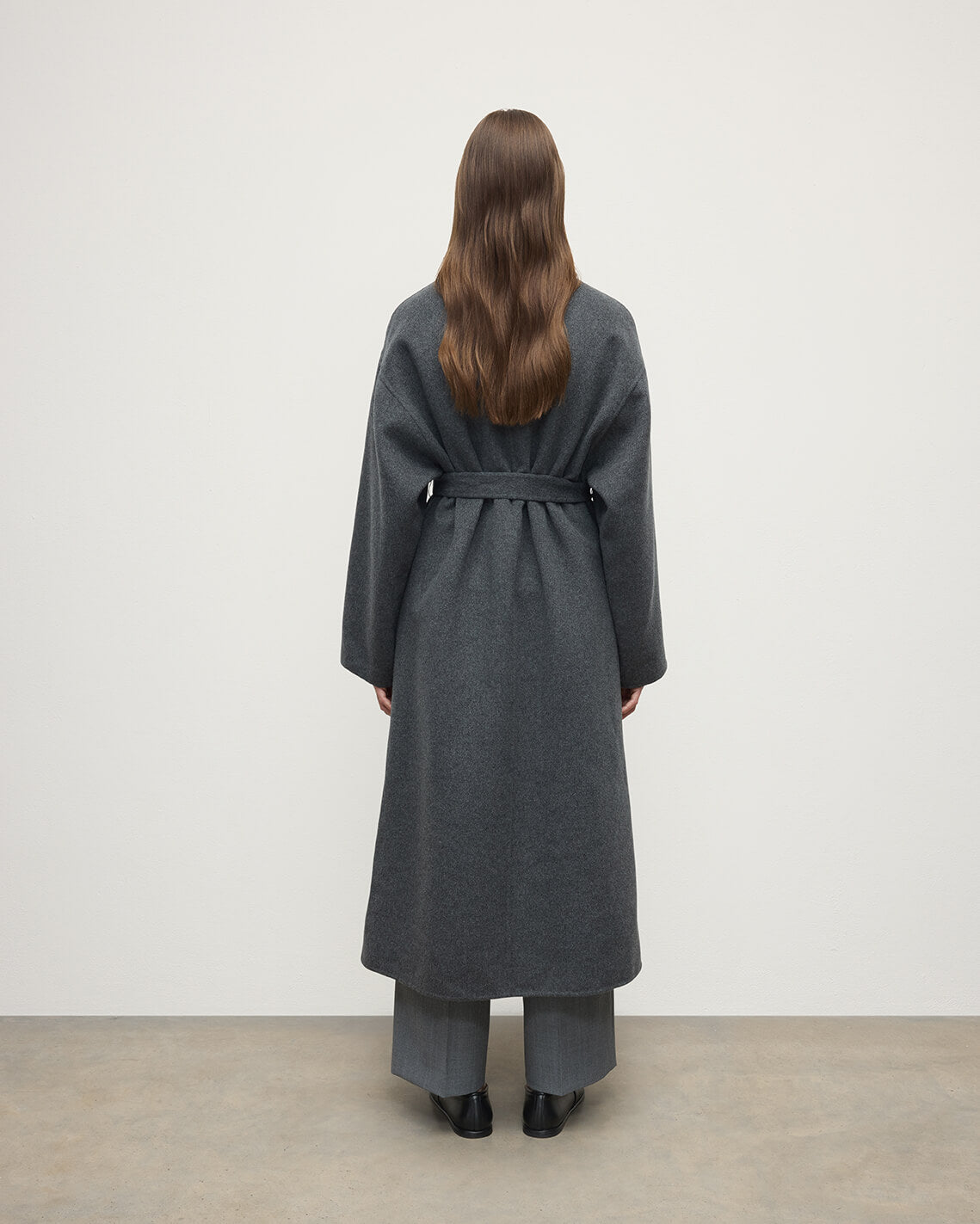 Johnstons of Elgin - Mid Grey Cashmere Wrap Coat
