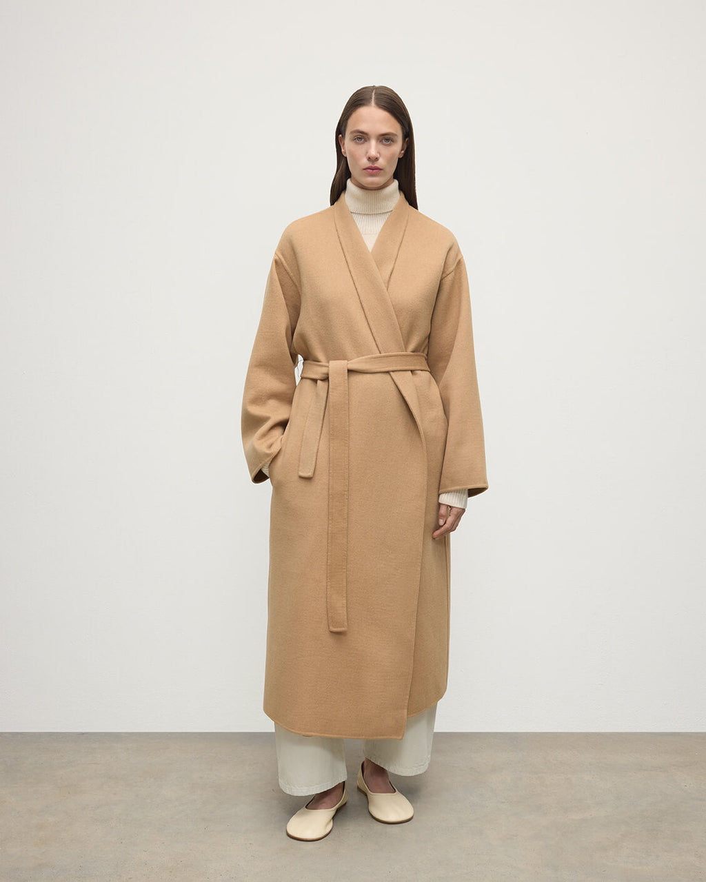 Johnstons of Elgin - Camel Cashmere Wrap Coat