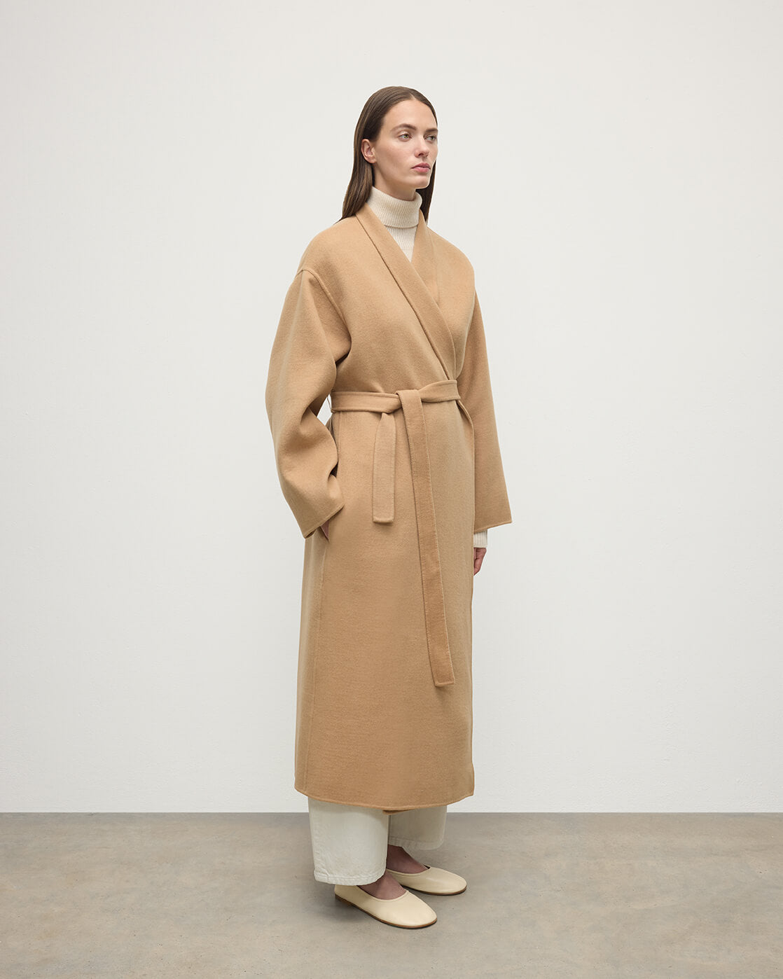 Johnstons of Elgin - Camel Cashmere Wrap Coat