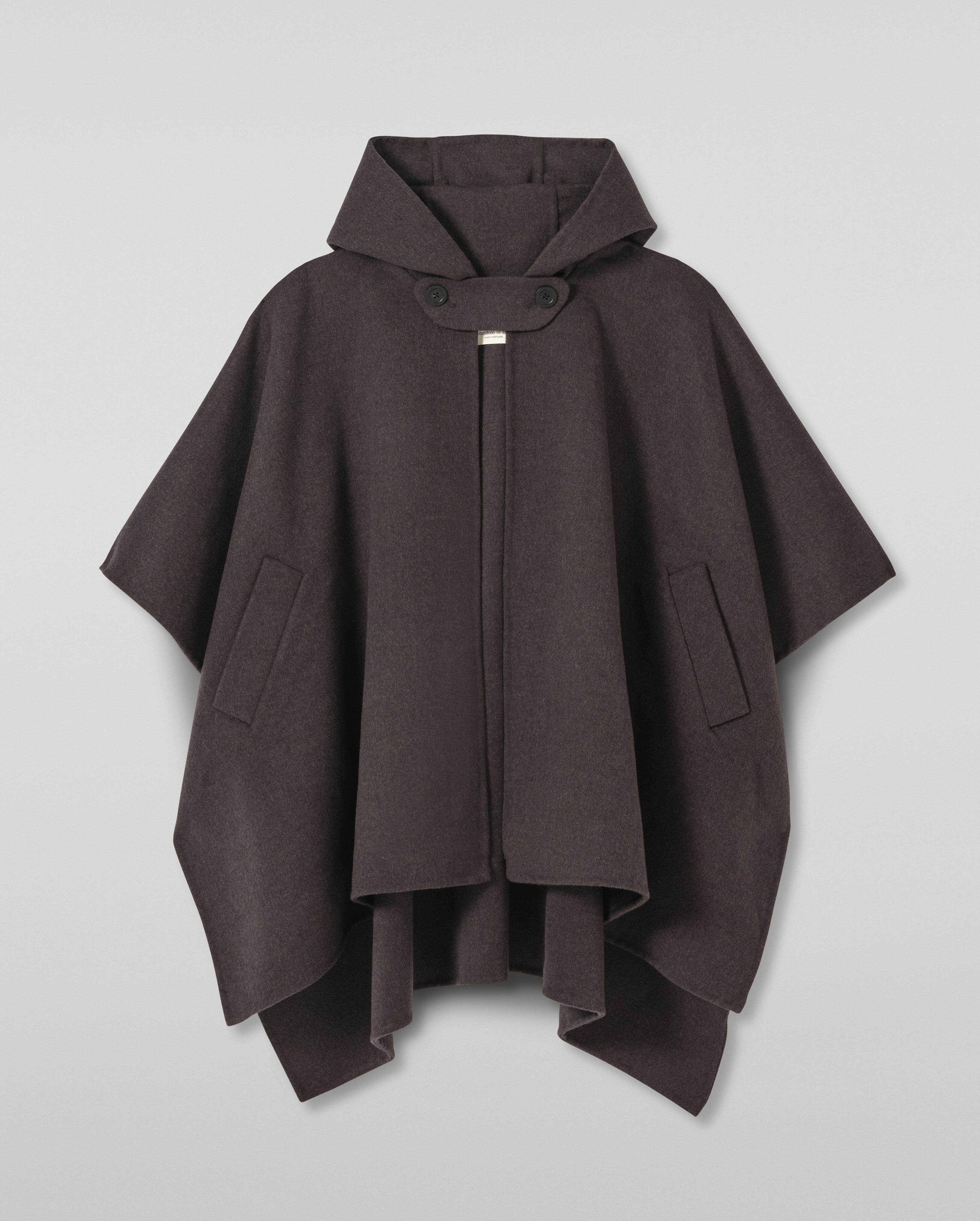 Johnstons of Elgin - Hoolie Charcoal Hooded Cashmere Cape