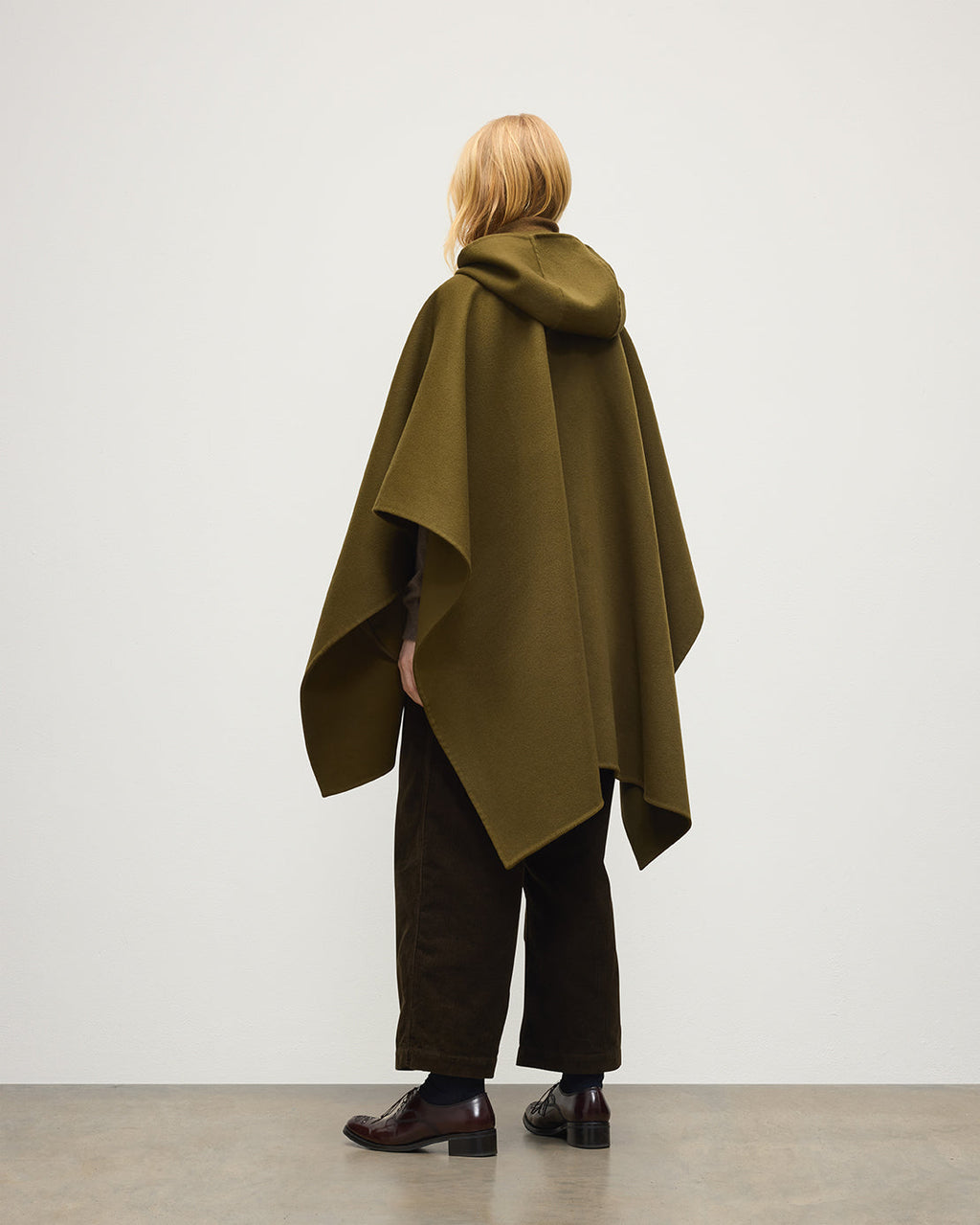 Johnstons of Elgin - Hoolie Olive Green Hooded Cashmere Cape