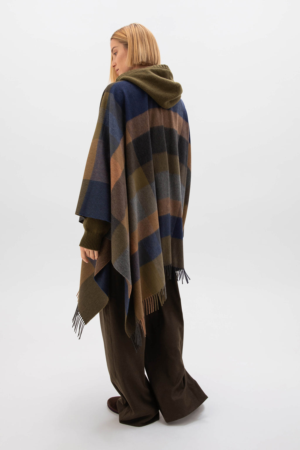 Johnstons of Elgin - Olive Green Check Cashmere Cape