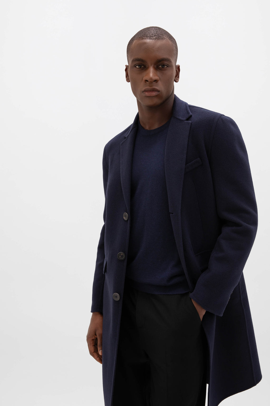 Johnstons of Elgin - Classic Navy Cashmere Coat