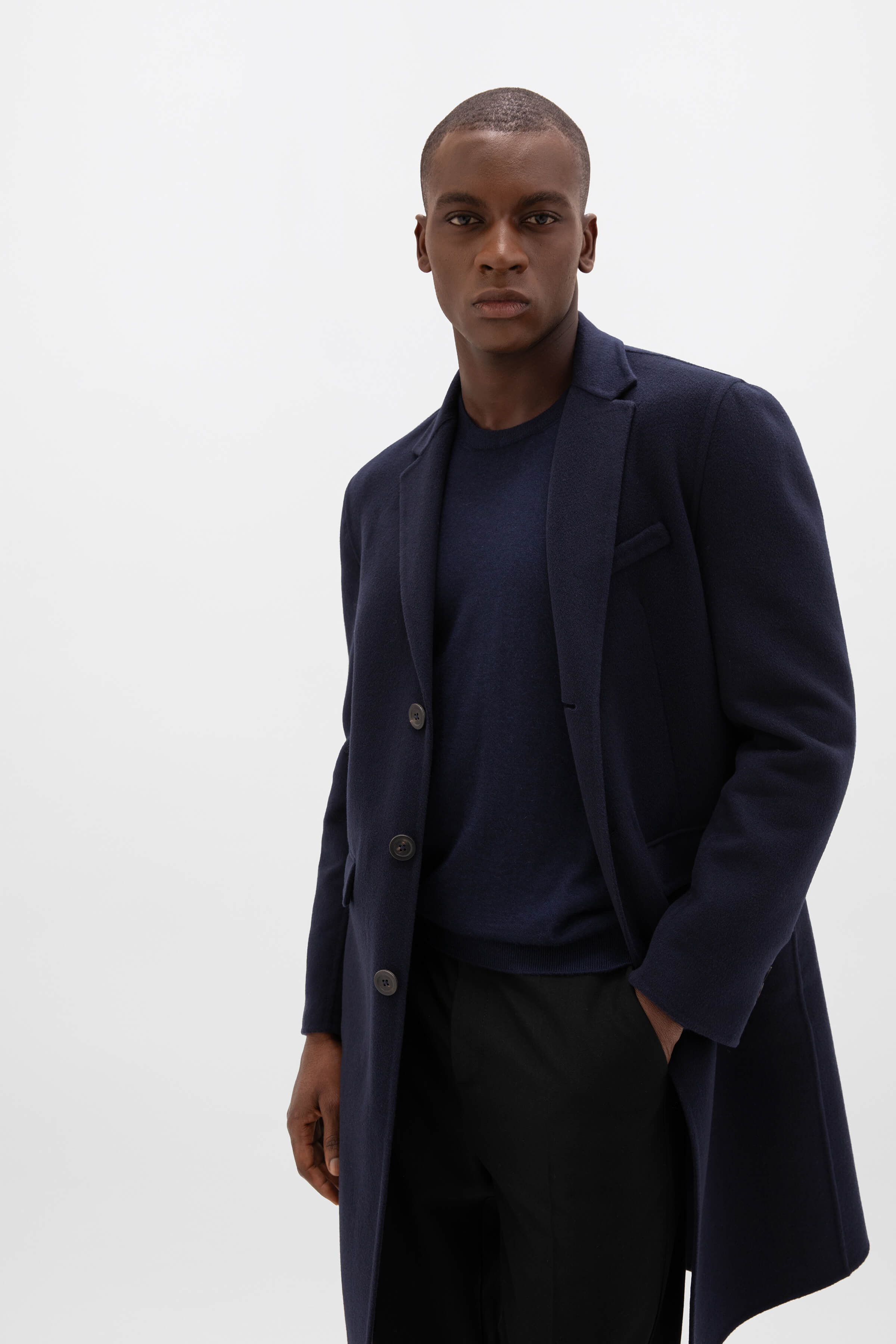 Johnstons of Elgin - Classic Navy Cashmere Coat