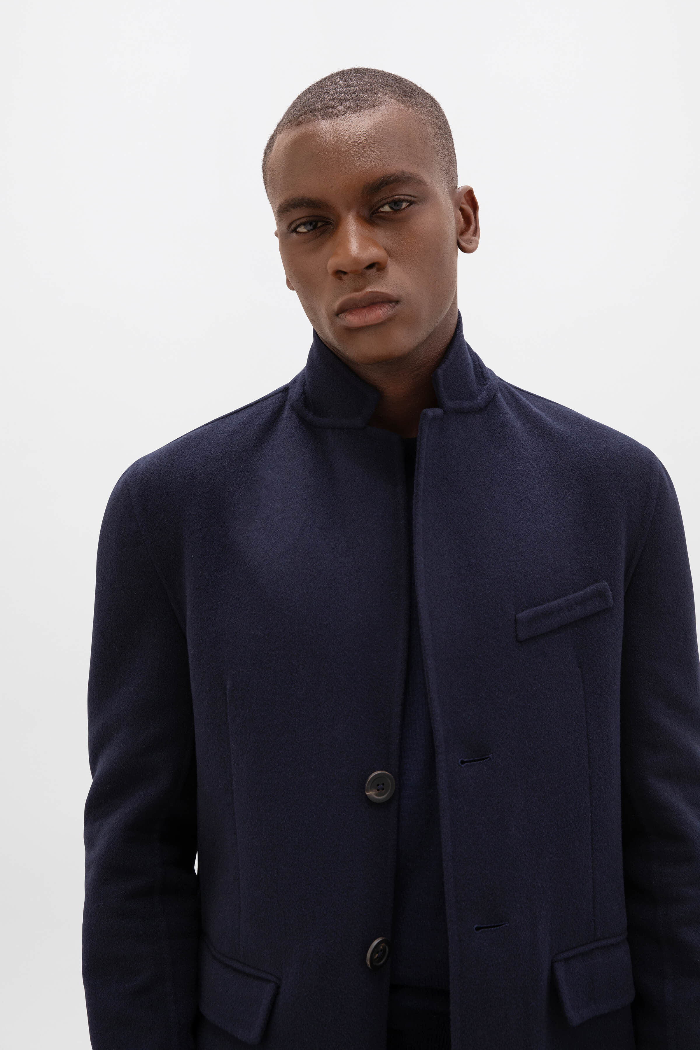 Johnstons of Elgin - Classic Navy Cashmere Coat