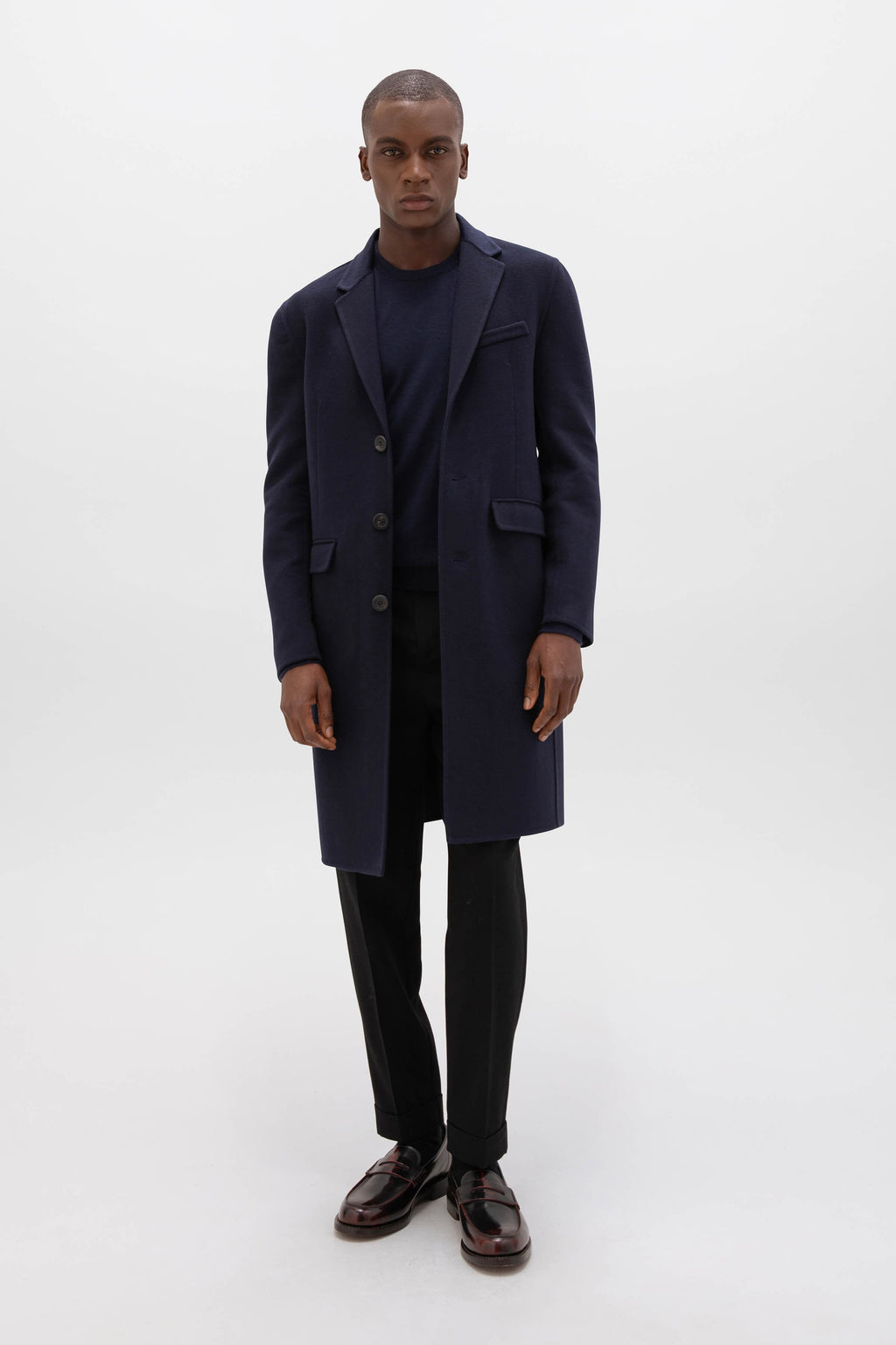Johnstons of Elgin - Classic Navy Cashmere Coat