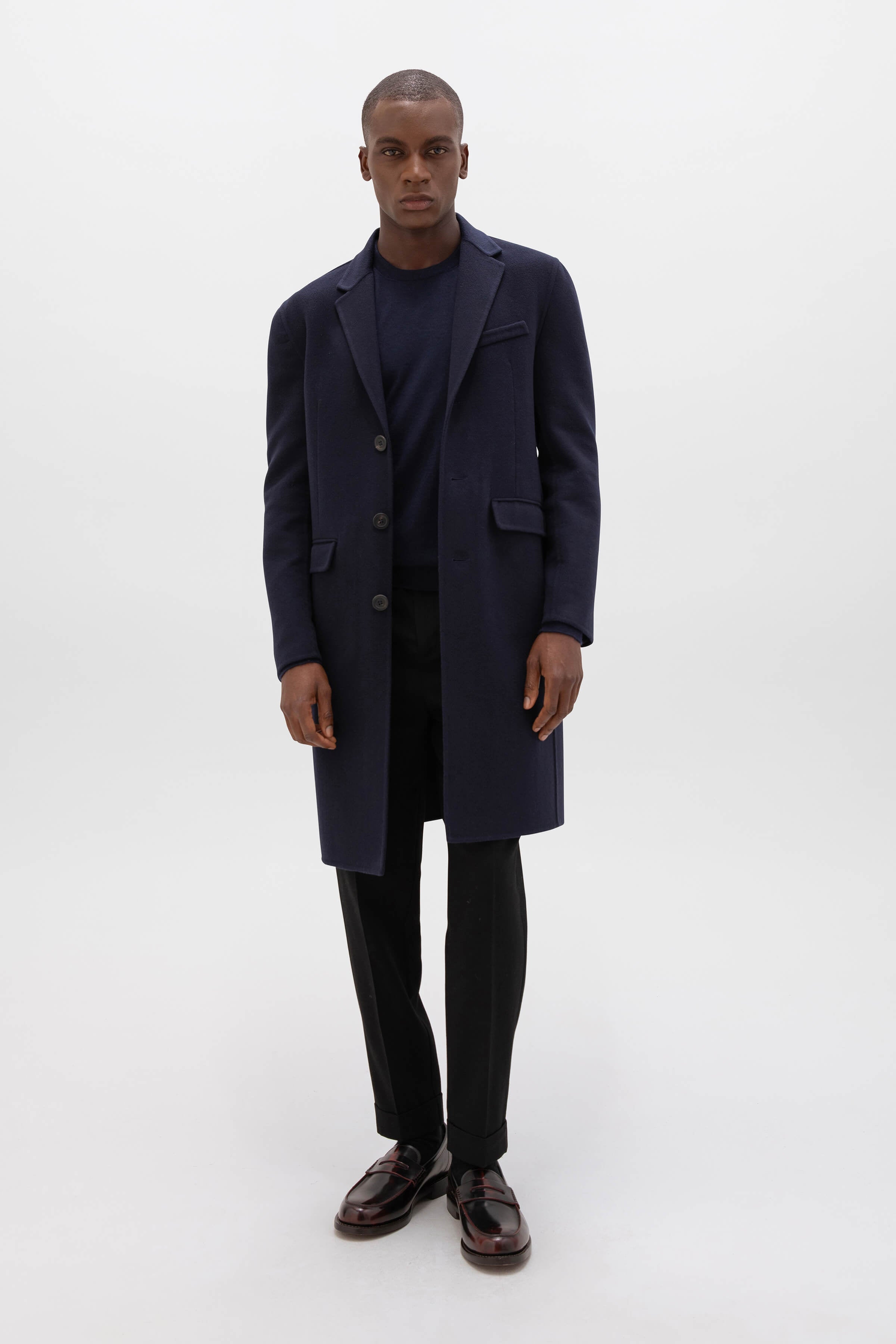 Johnstons of Elgin - Classic Navy Cashmere Coat