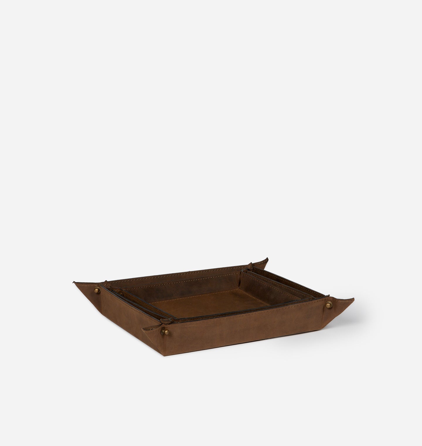 Amber Interiors - Goldwater Leather Tray S/3