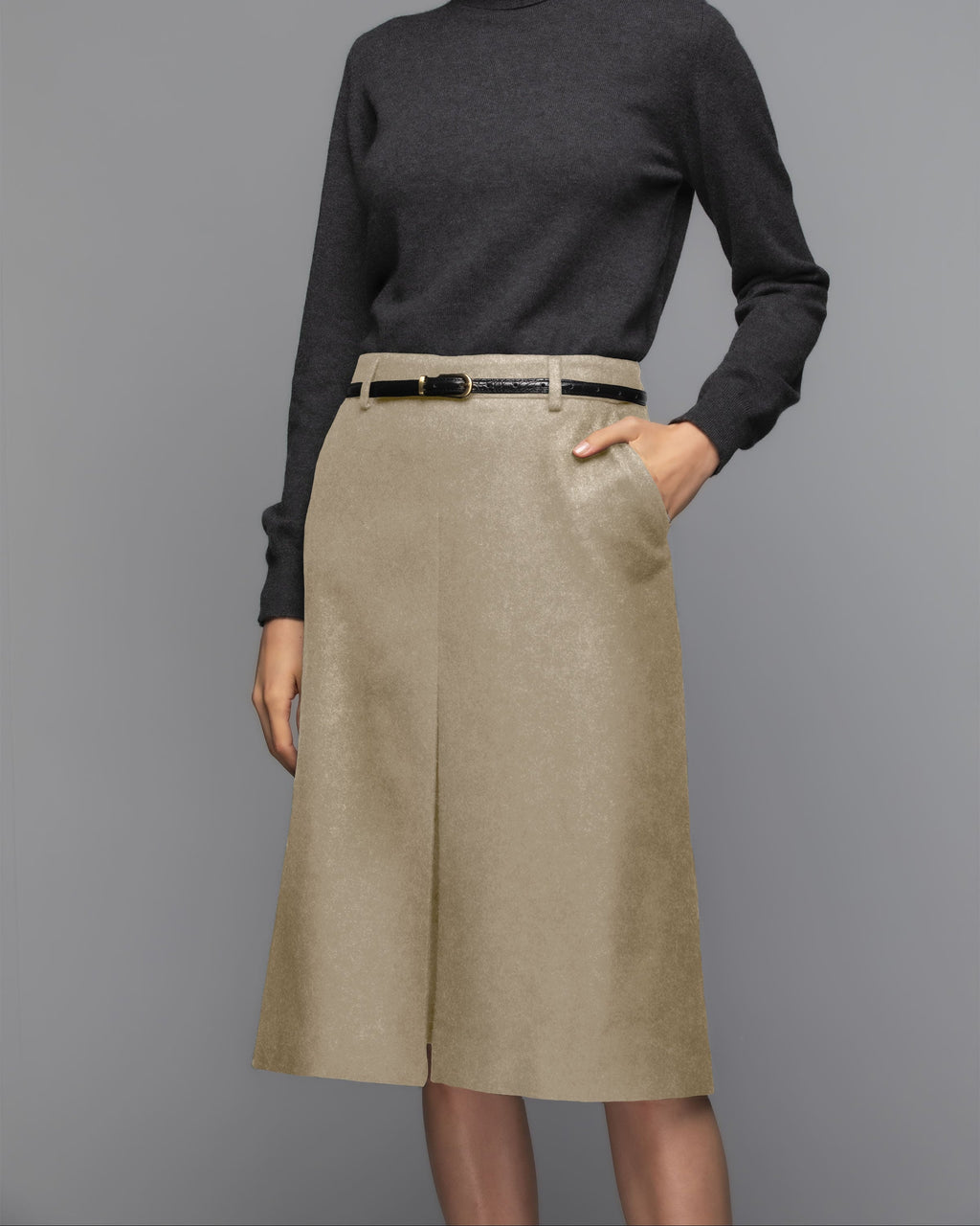 Johnstons of Elgin - Hessian Merino & Cashmere Box Pleat Skirt