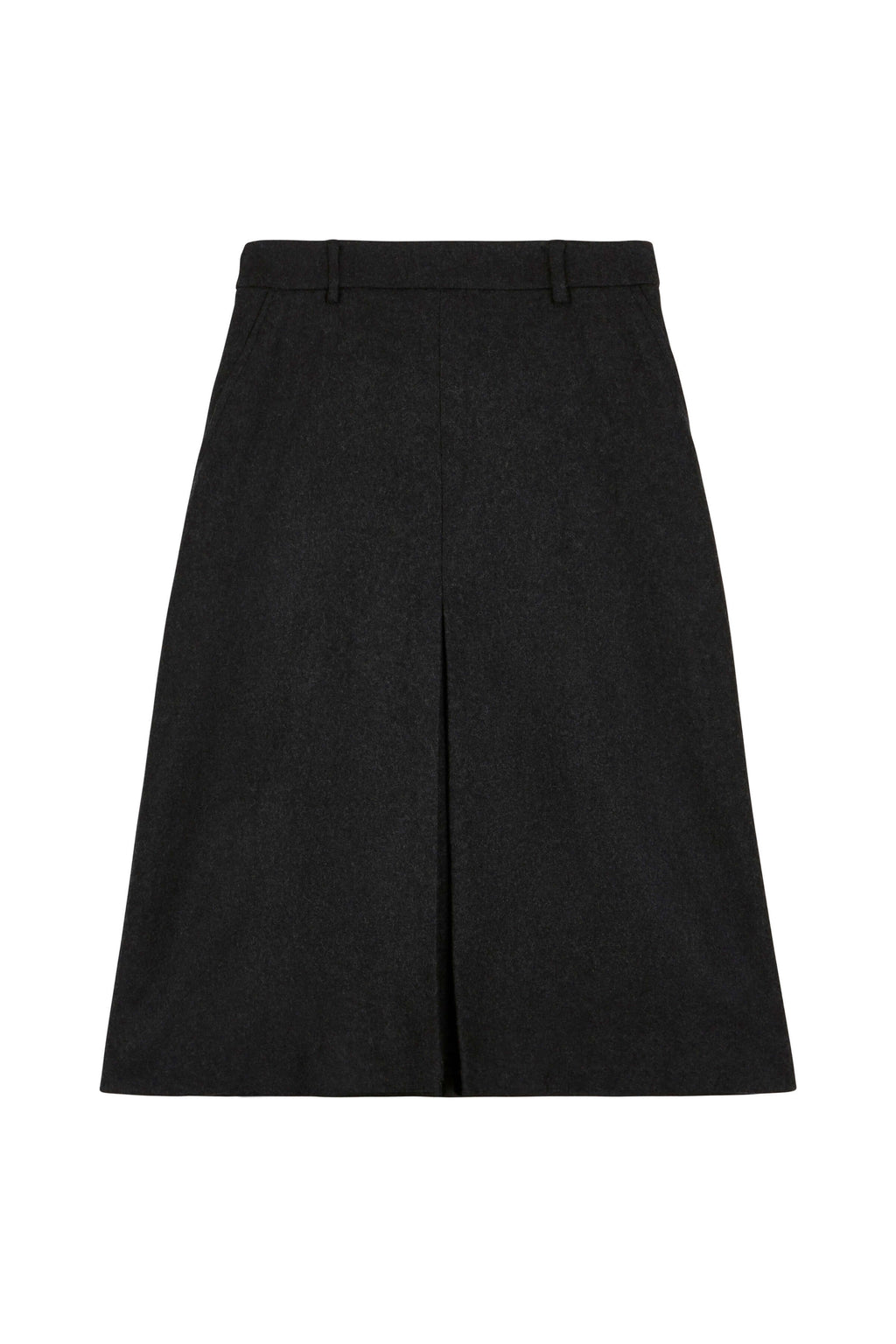 Johnstons of Elgin - Merino & Cashmere Mid Grey Box Pleat Skirt
