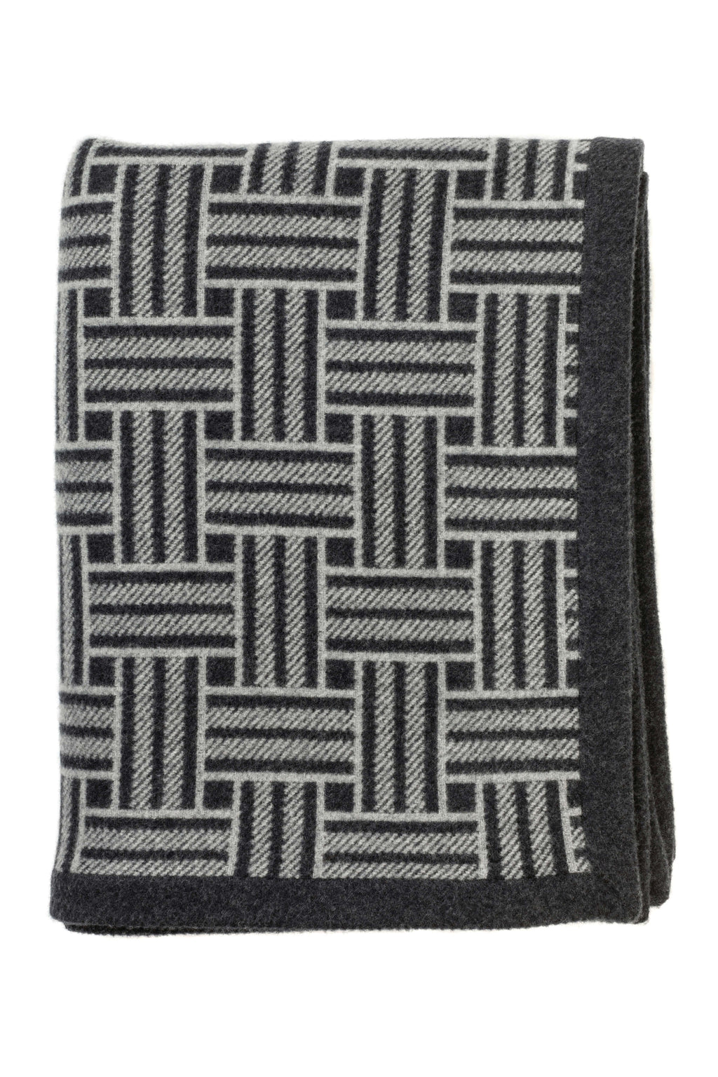 Johnstons of Elgin - Basketweave Merino Blend Grey Throw