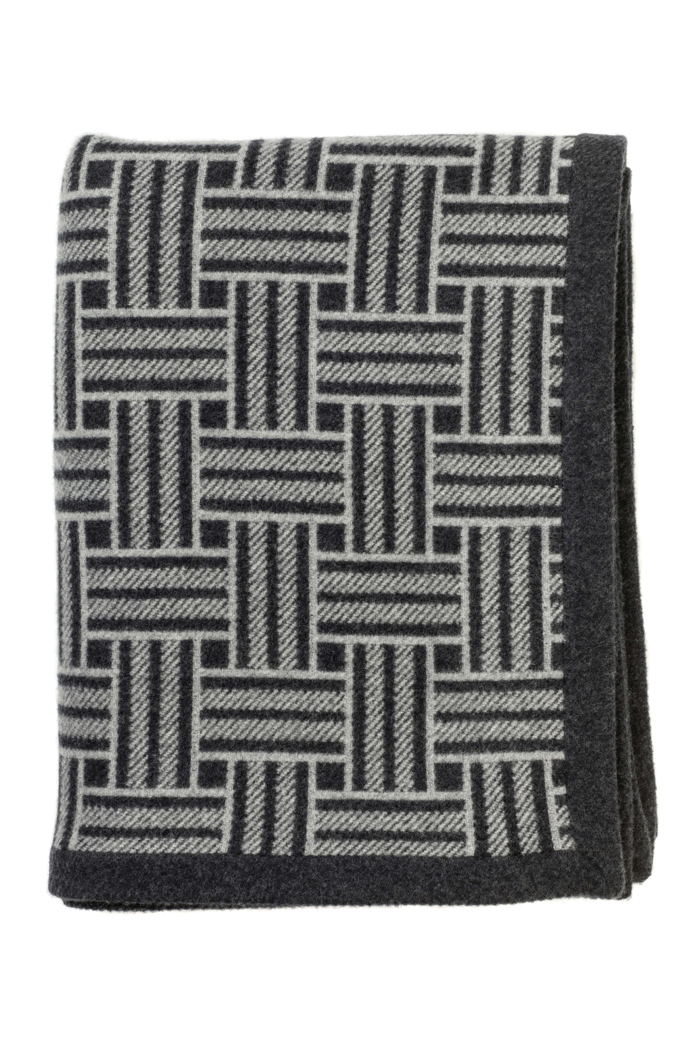 Johnstons of Elgin - Basketweave Merino Blend Grey Throw