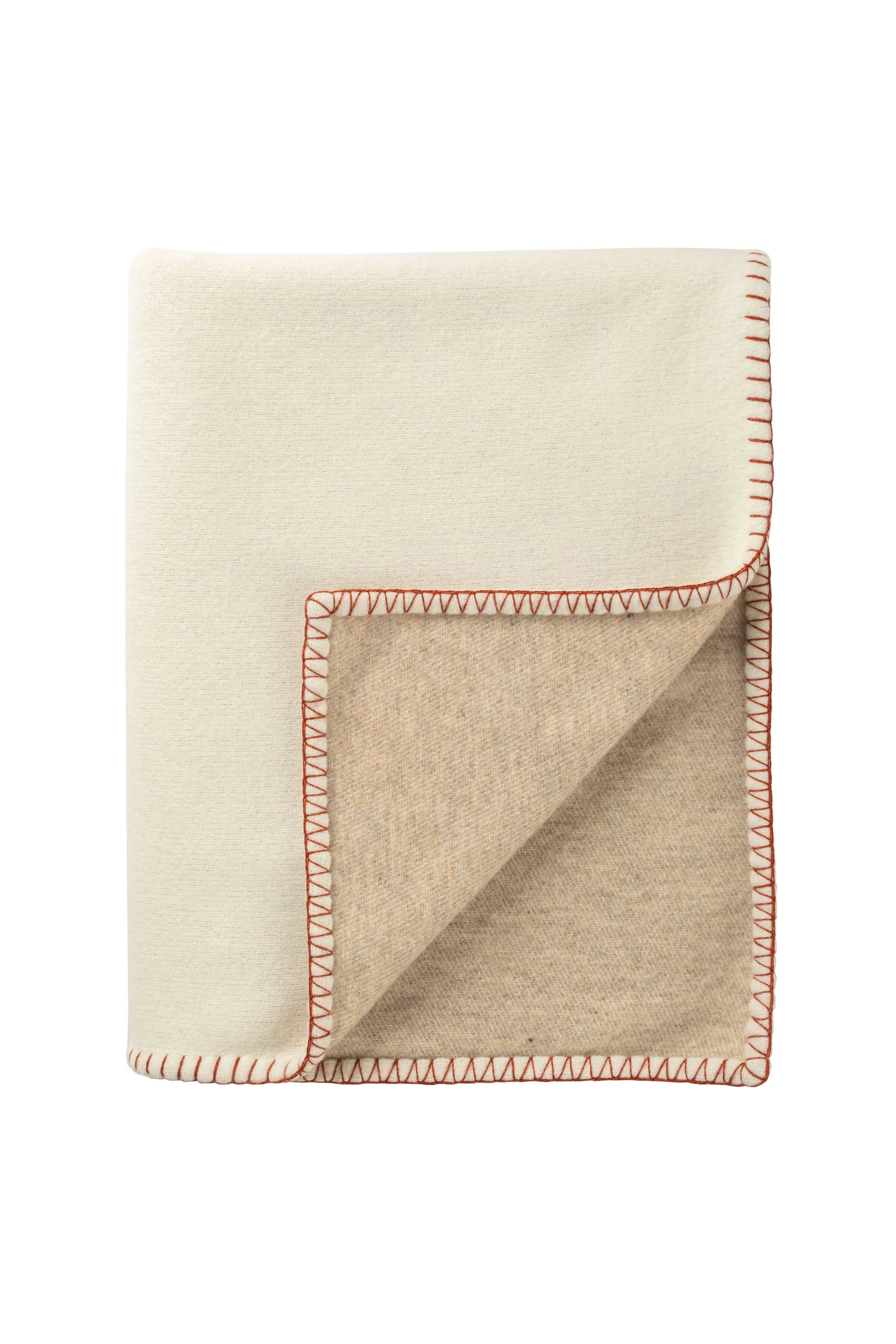 Johnstons of Elgin - Reversible Blanket Stitched Cream Throw