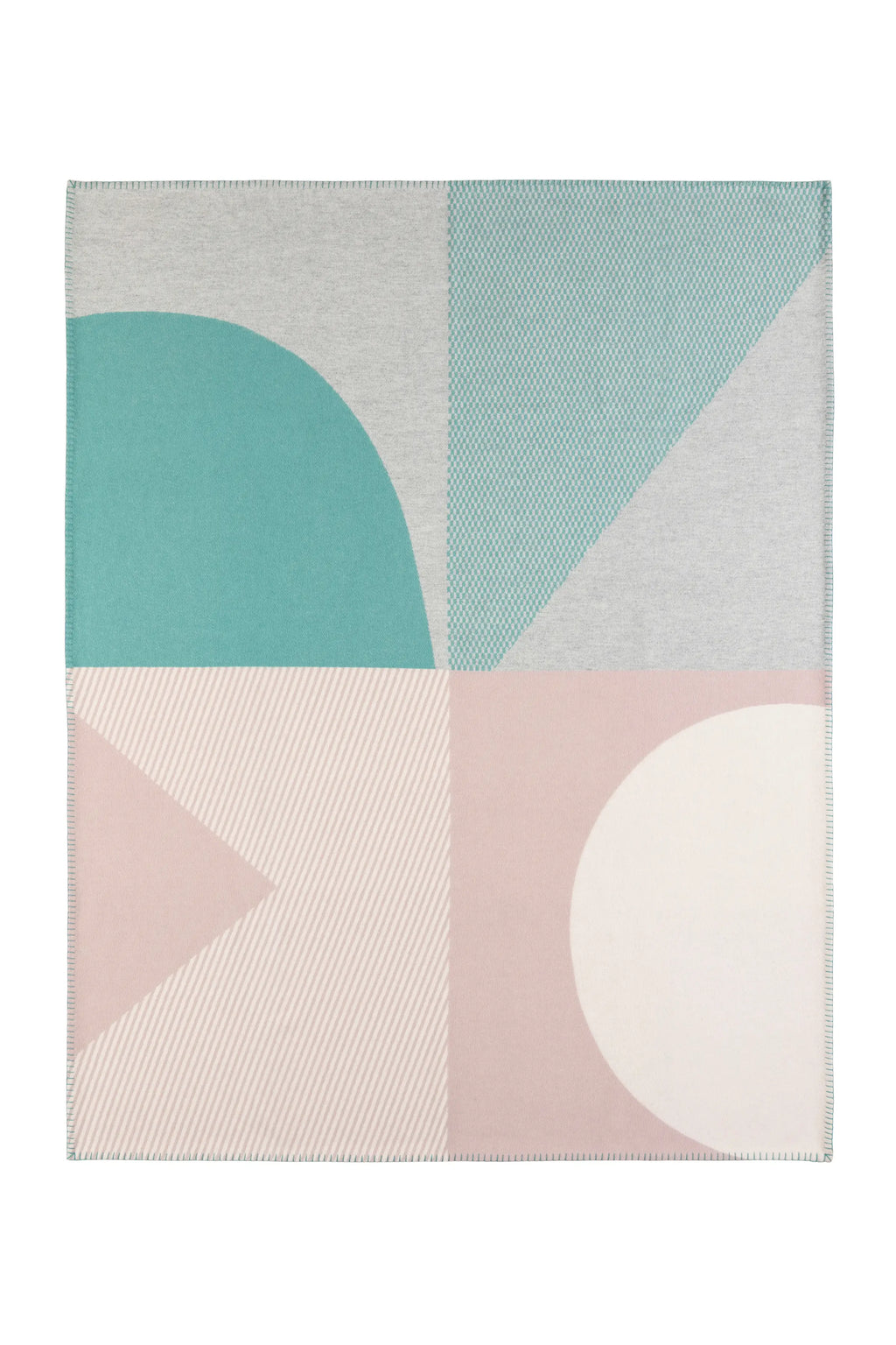 Johnstons of Elgin - Blanket Stitched Geometric Throw in Playful Pastel