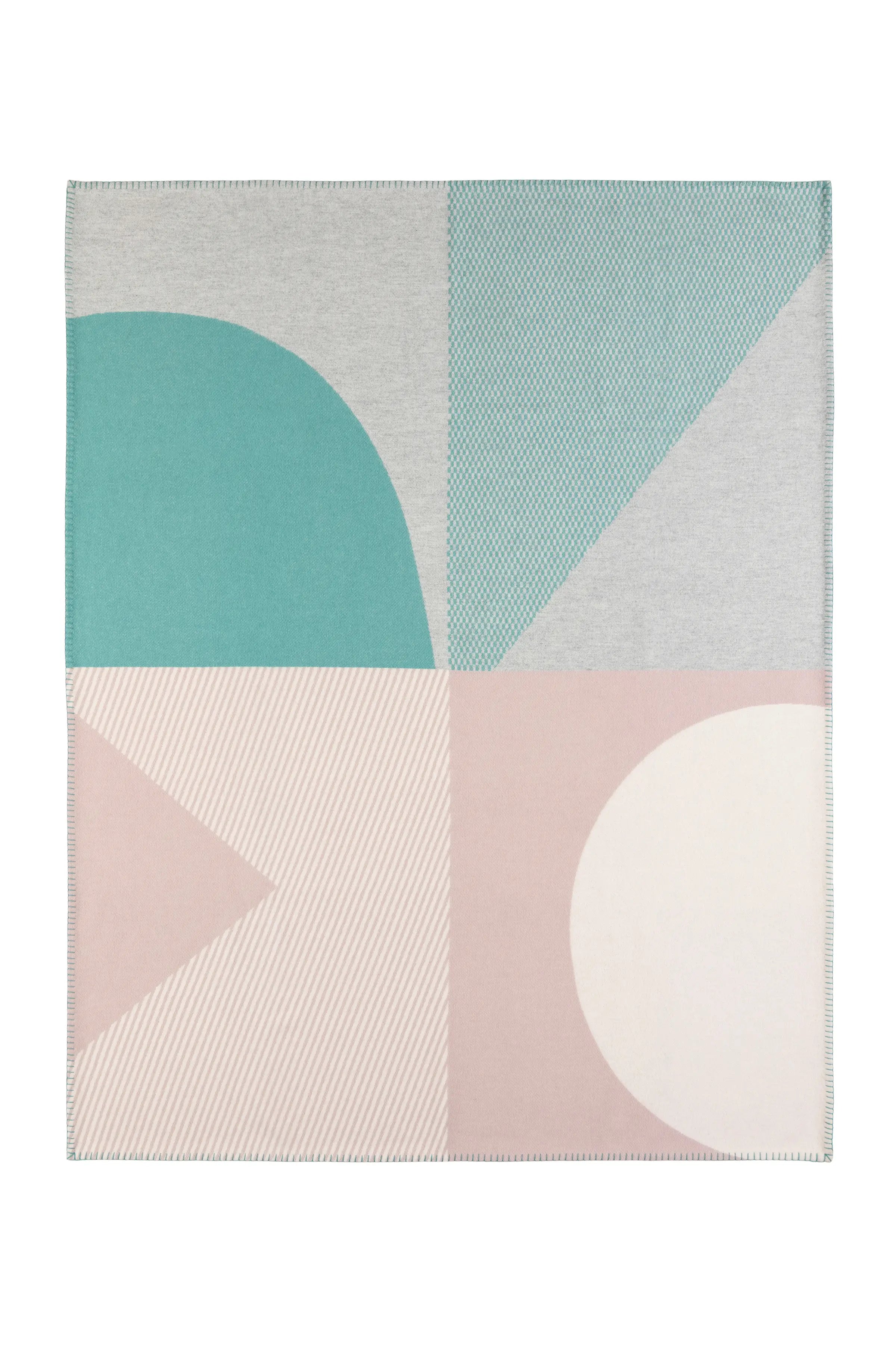 Johnstons of Elgin - Blanket Stitched Geometric Throw in Playful Pastel