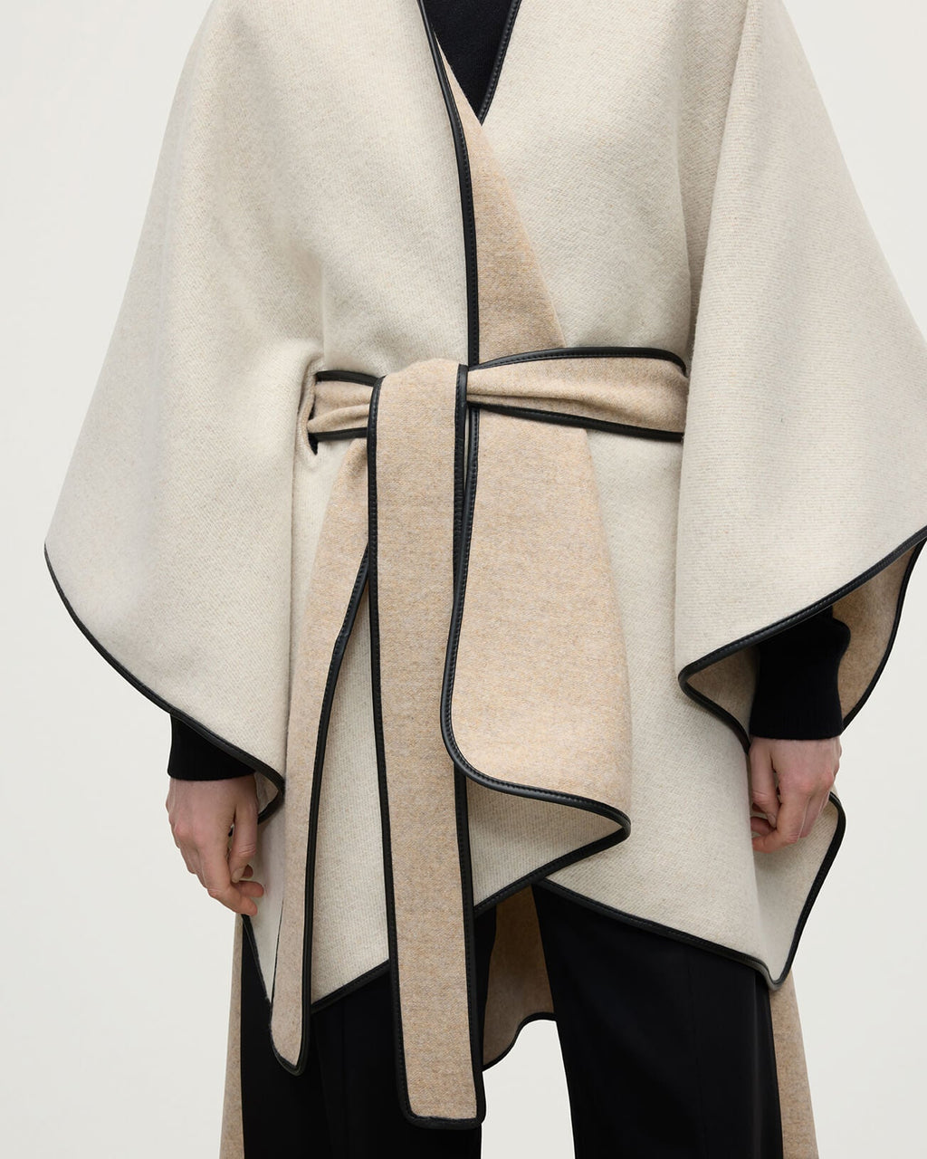 Johnstons of Elgin - Belted Cream Wool & Cashmere Cape