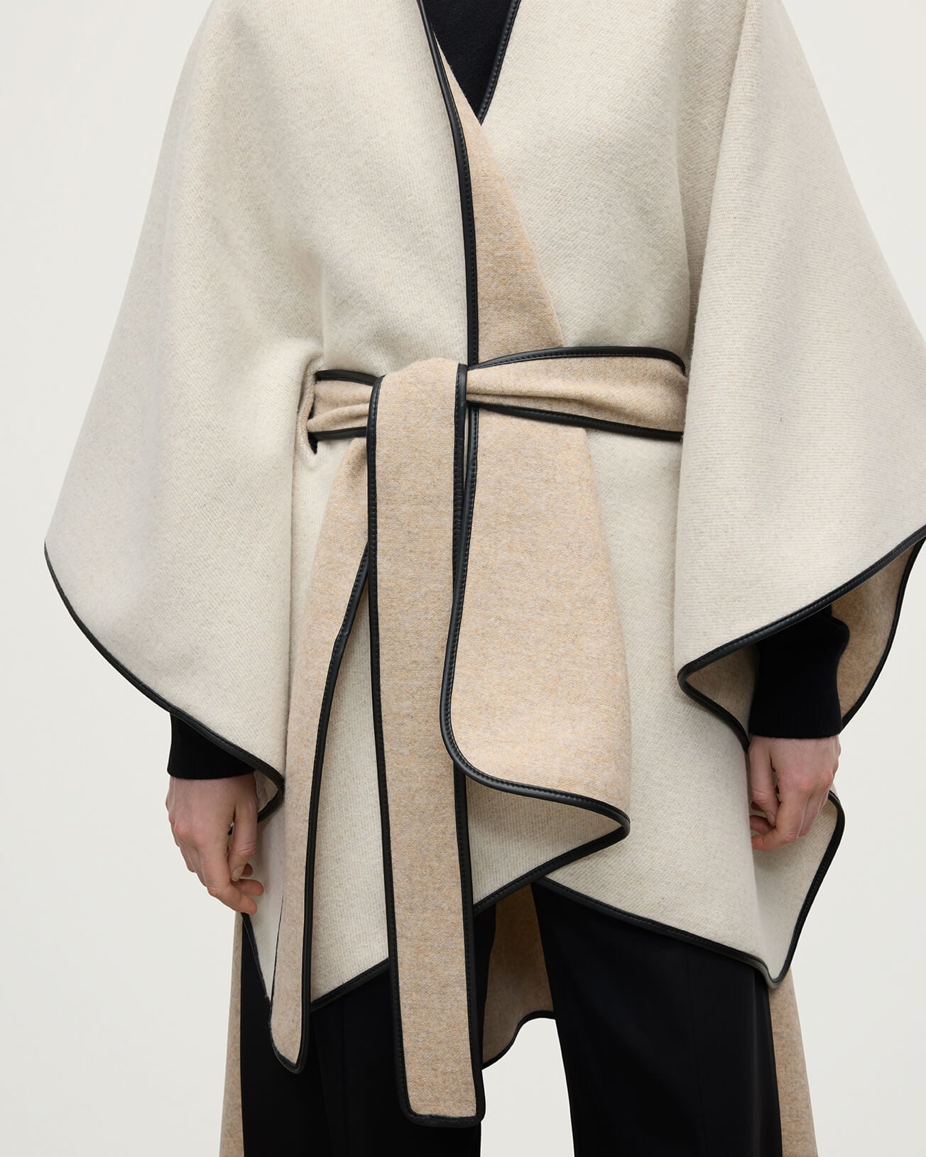 Johnstons of Elgin - Belted Cream Wool & Cashmere Cape