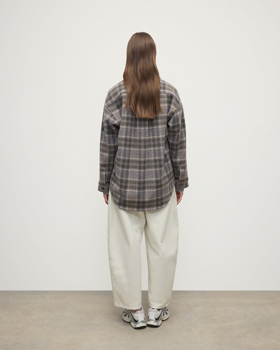 Johnstons of Elgin - Slate Tweed Check Oversized Shirt