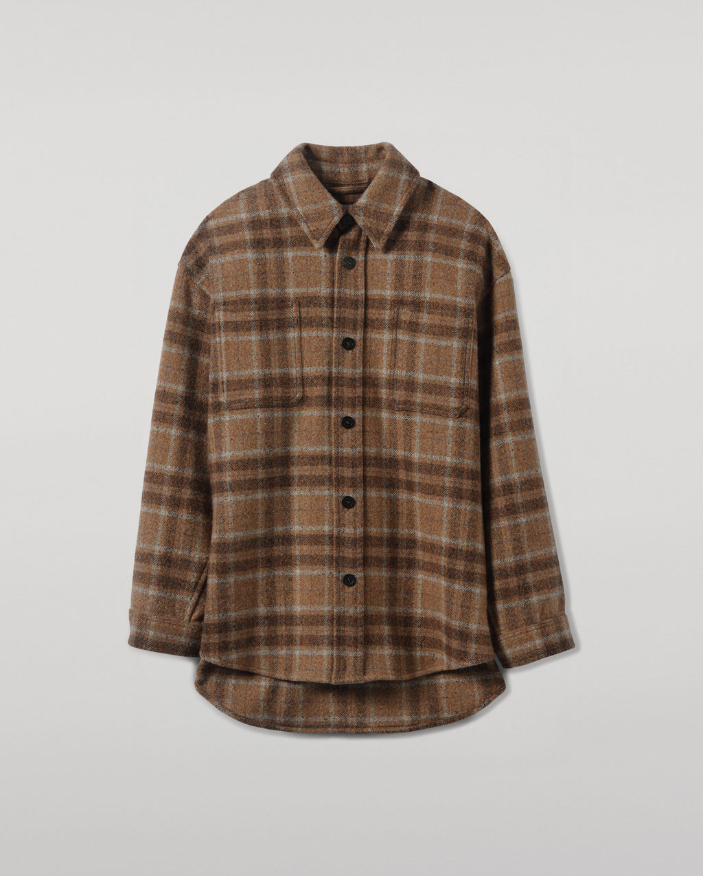 Johnstons of Elgin - Cashmere Wool Blend Brown Overshirt