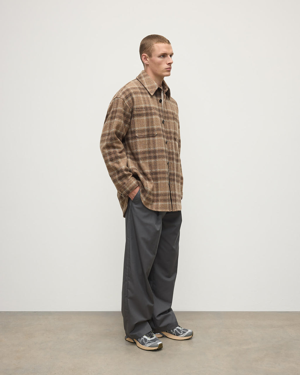 Johnstons of Elgin - Cashmere Wool Blend Brown Overshirt