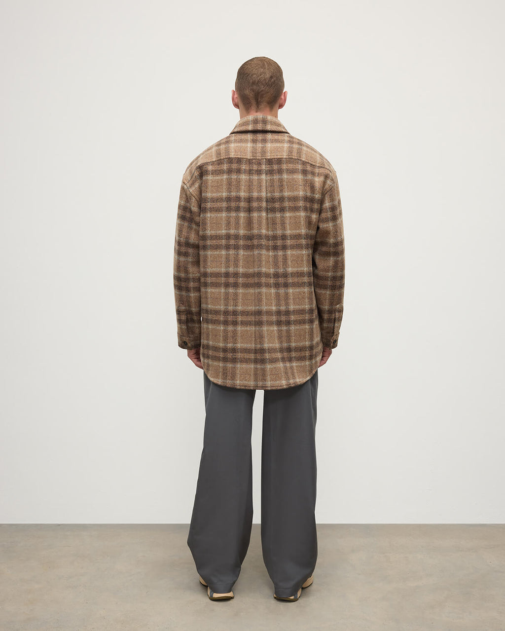 Johnstons of Elgin - Cashmere Wool Blend Brown Overshirt