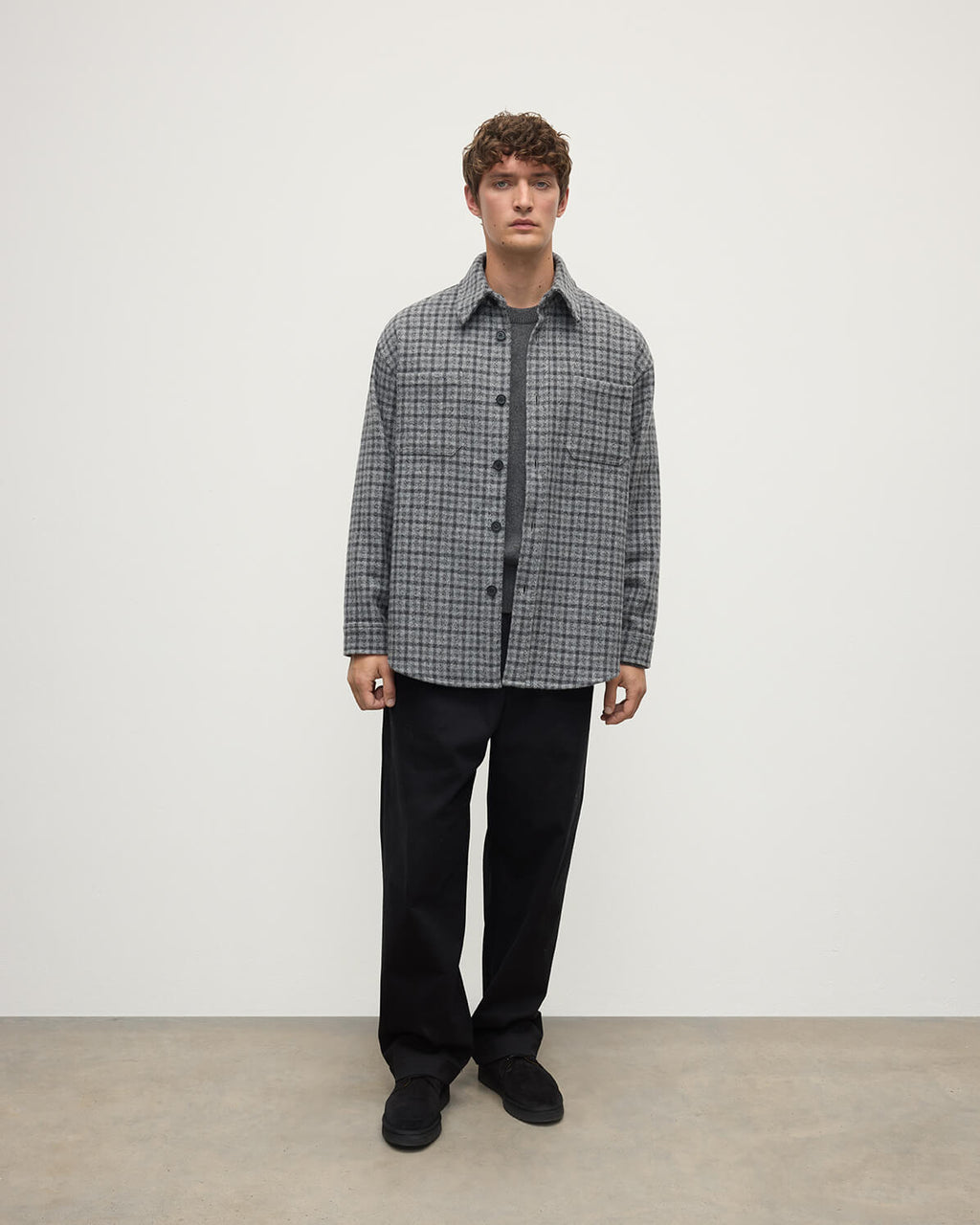 Johnstons of Elgin - Cashmere Wool Blend Grey Overshirt