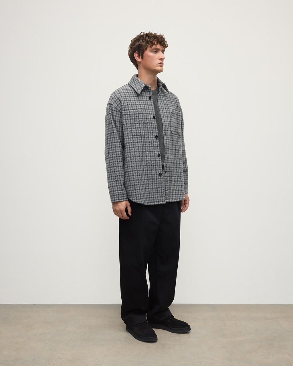 Johnstons of Elgin - Cashmere Wool Blend Grey Overshirt