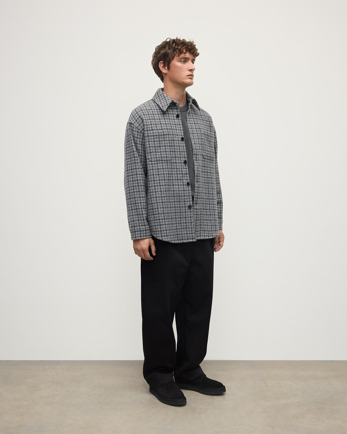 Johnstons of Elgin - Cashmere Wool Blend Grey Overshirt