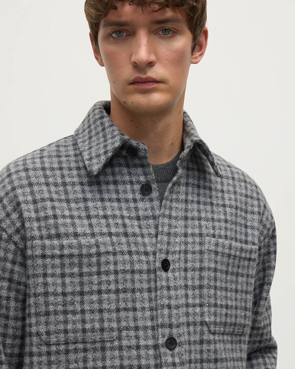 Johnstons of Elgin - Cashmere Wool Blend Grey Overshirt