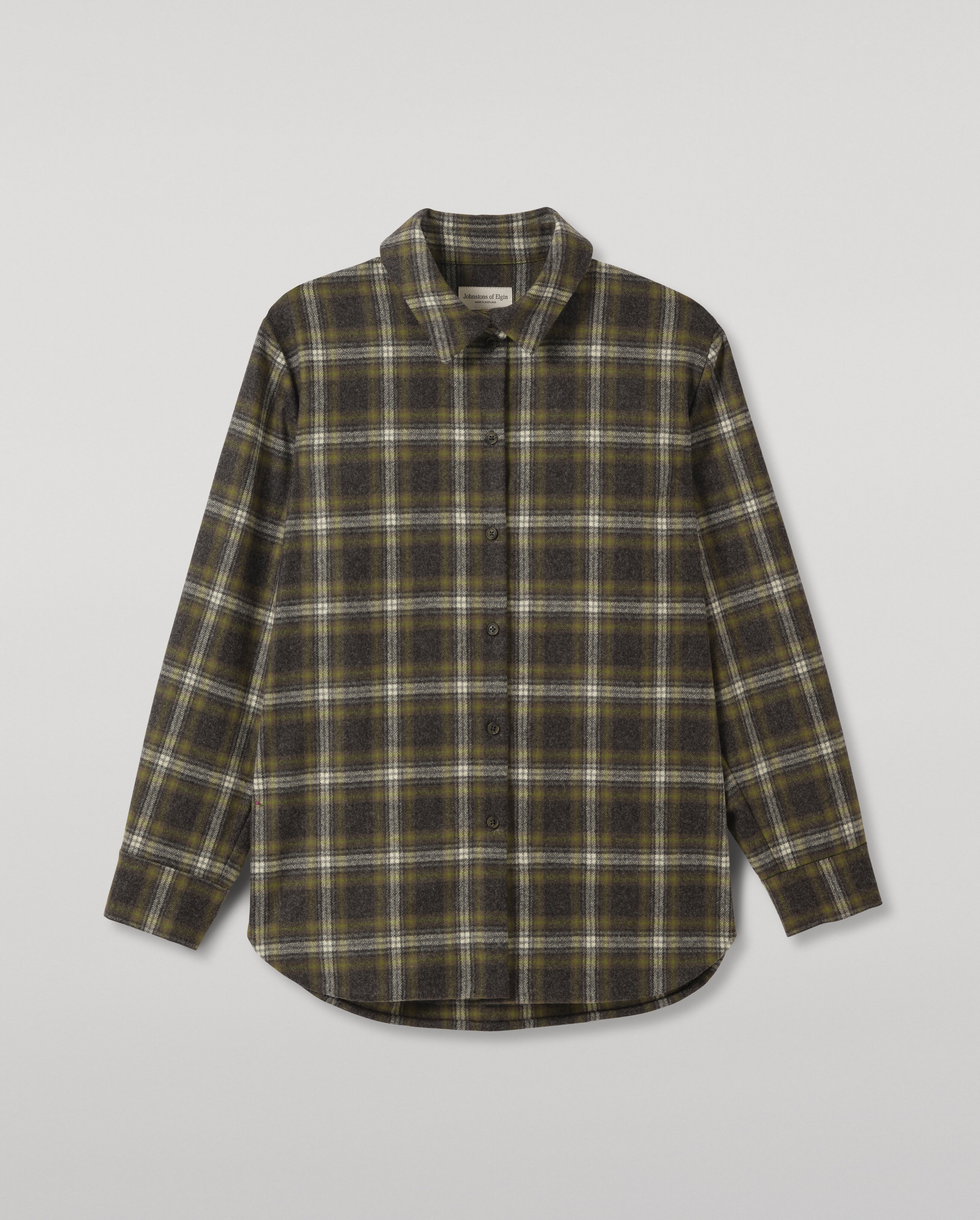Johnstons of Elgin - Clanlass Green Plaid Overshirt