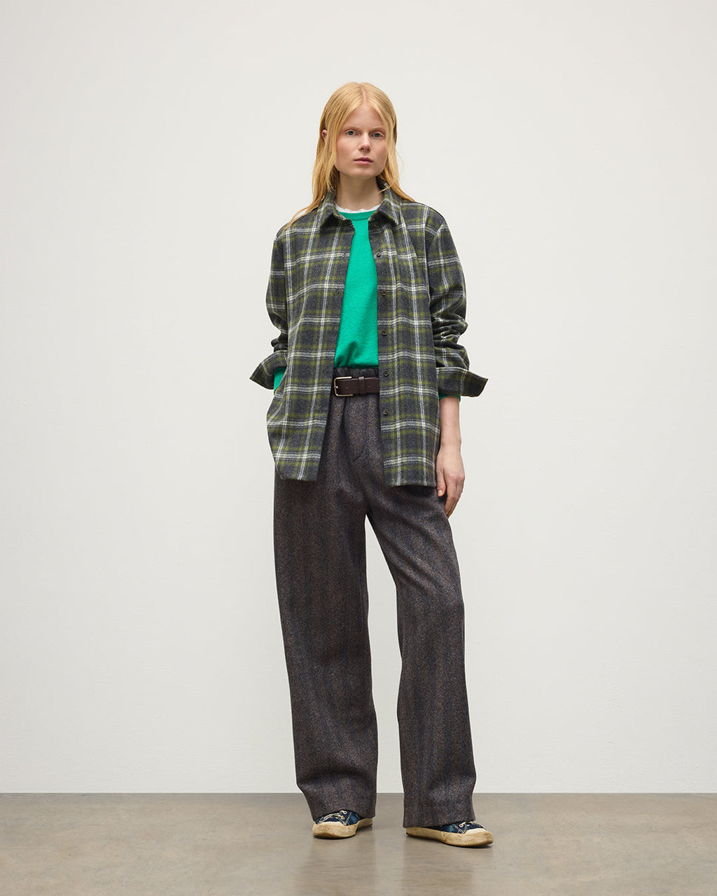Johnstons of Elgin - Clanlass Green Plaid Overshirt