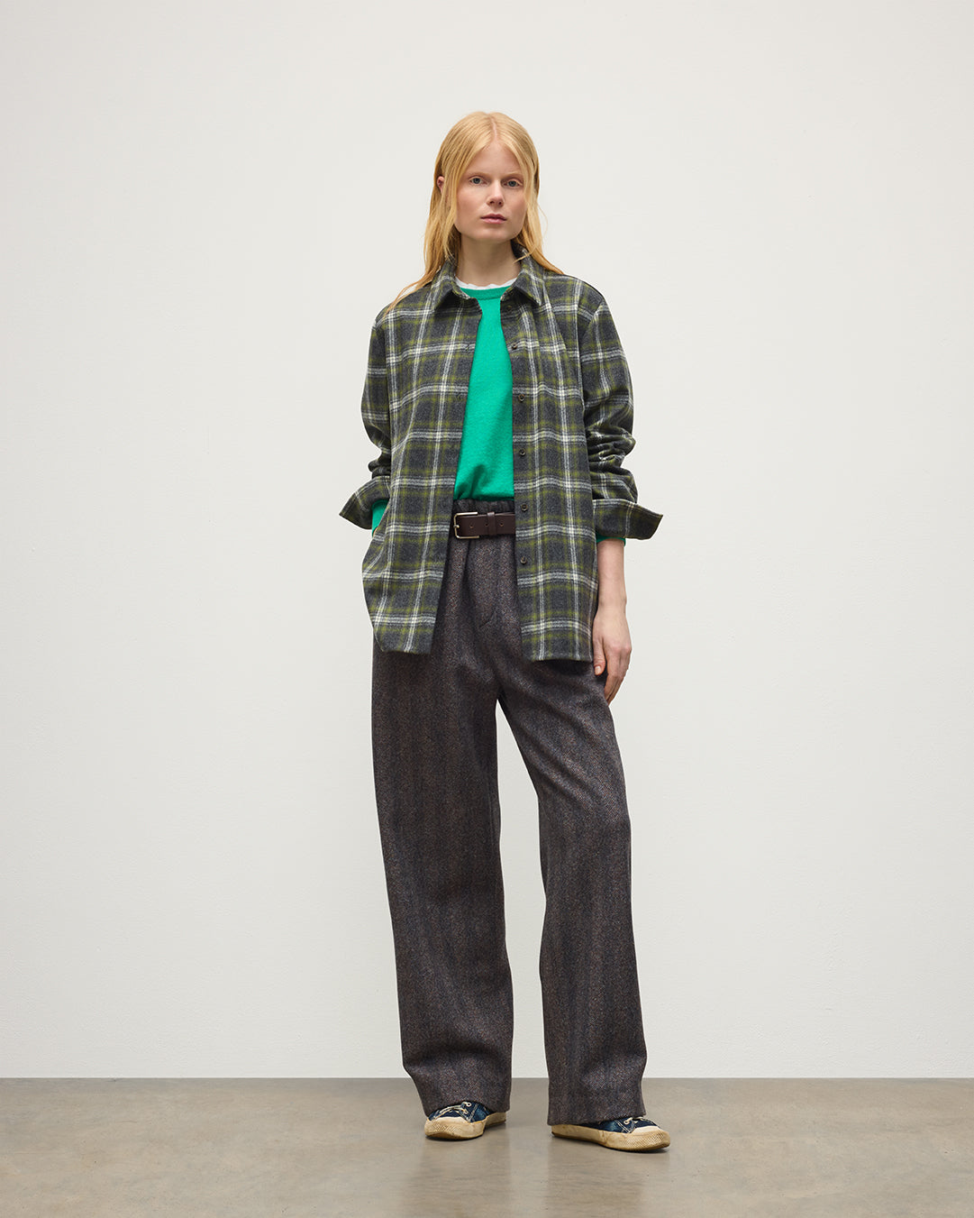 Johnstons of Elgin - Clanlass Green Plaid Overshirt