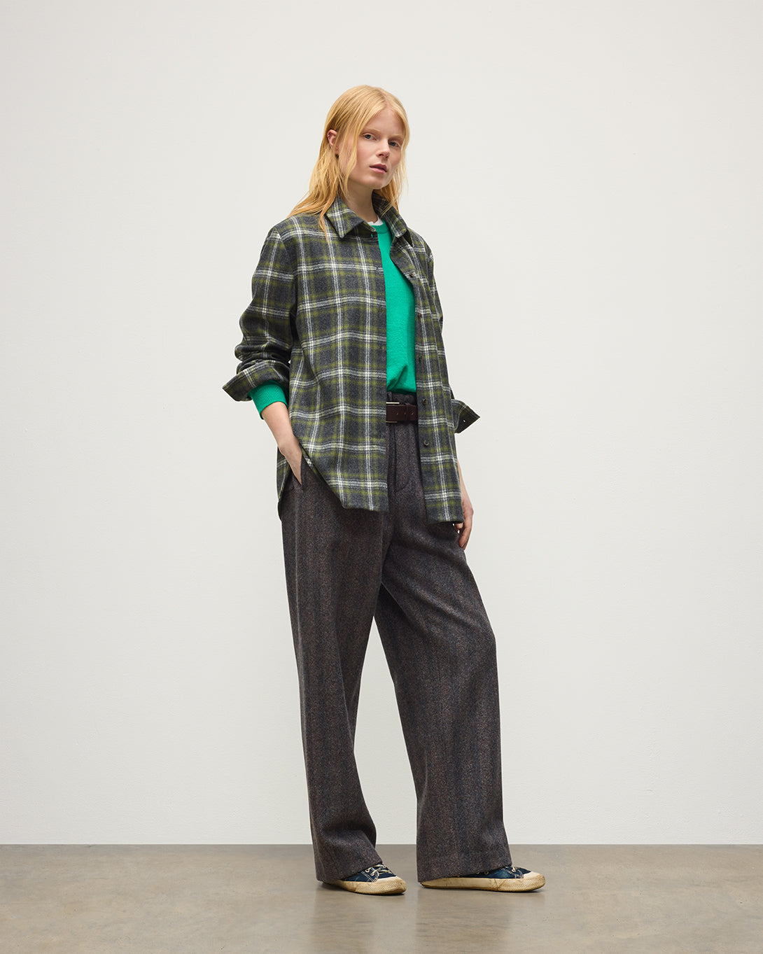 Johnstons of Elgin - Clanlass Green Plaid Overshirt