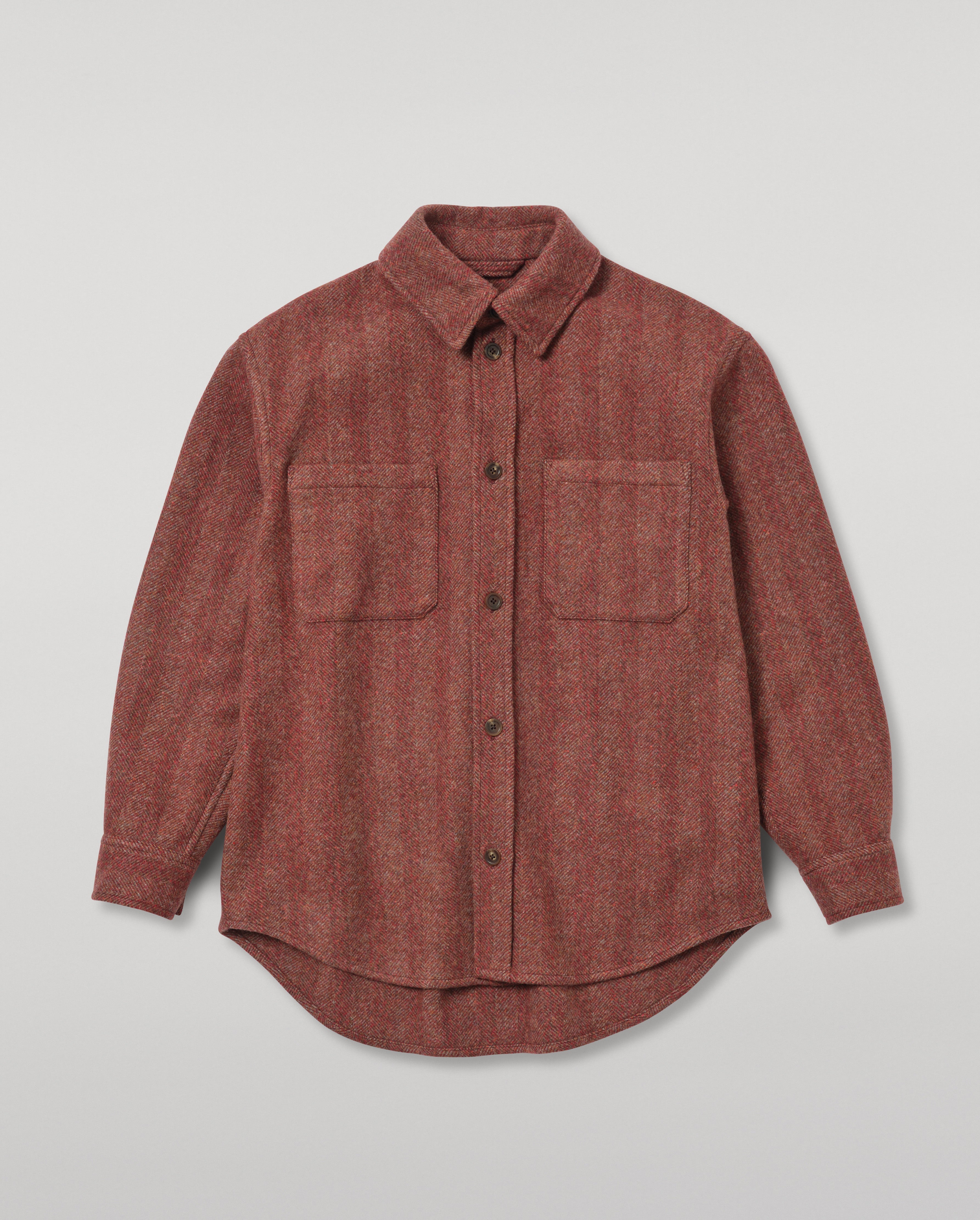 Johnstons of Elgin - Atholl Red Herringbone Overshirt