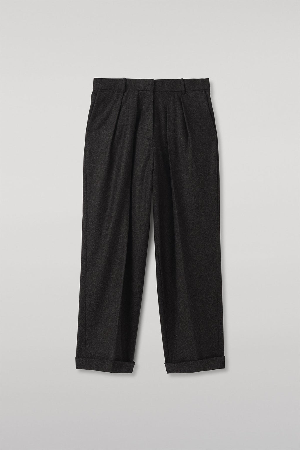Johnstons of Elgin - Macara Charcoal Pleated Trousers