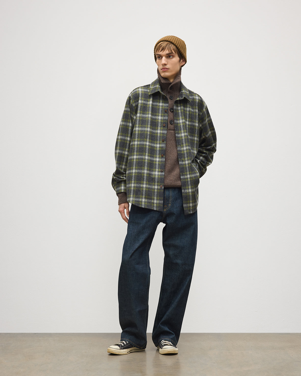 Johnstons of Elgin - Capercaillie Green Plaid Overshirt