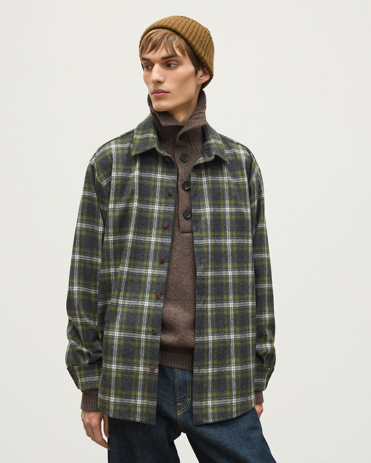 Johnstons of Elgin - Capercaillie Green Plaid Overshirt