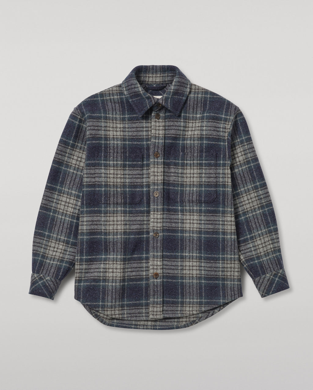 Johnstons of Elgin - Atholl Navy & Bottle Green Plaid Overshirt