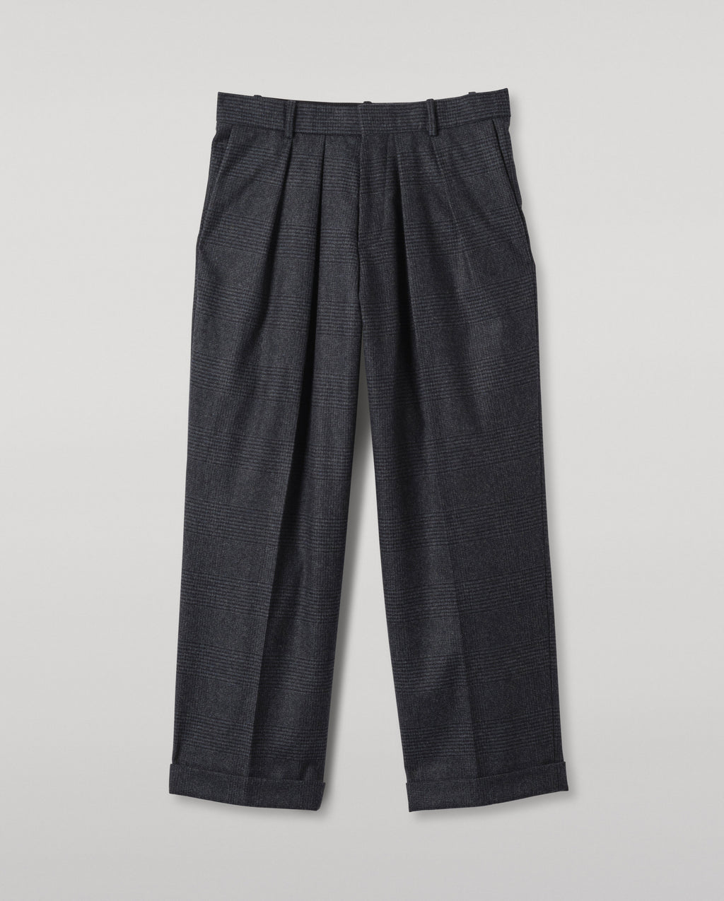 Johnstons of Elgin - Traquair Dark Blue Urquhart Check Trousers