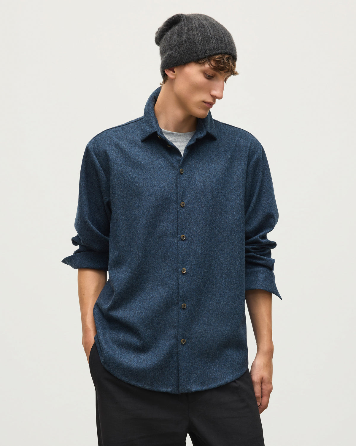 Johnstons of Elgin - Corrie Indigo Twill Overshirt