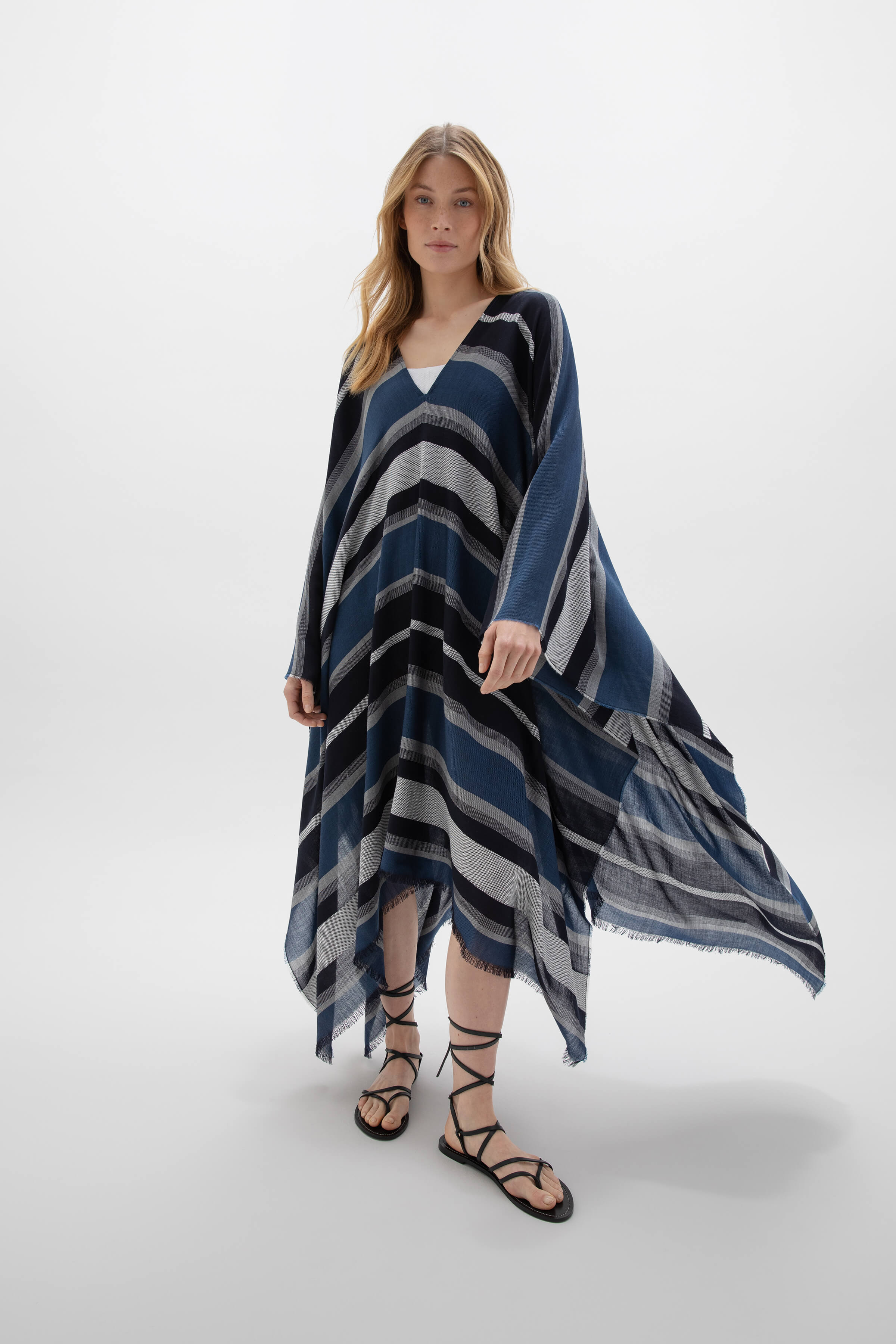 Johnstons of Elgin - Tissue Textured Stripe Kaftan