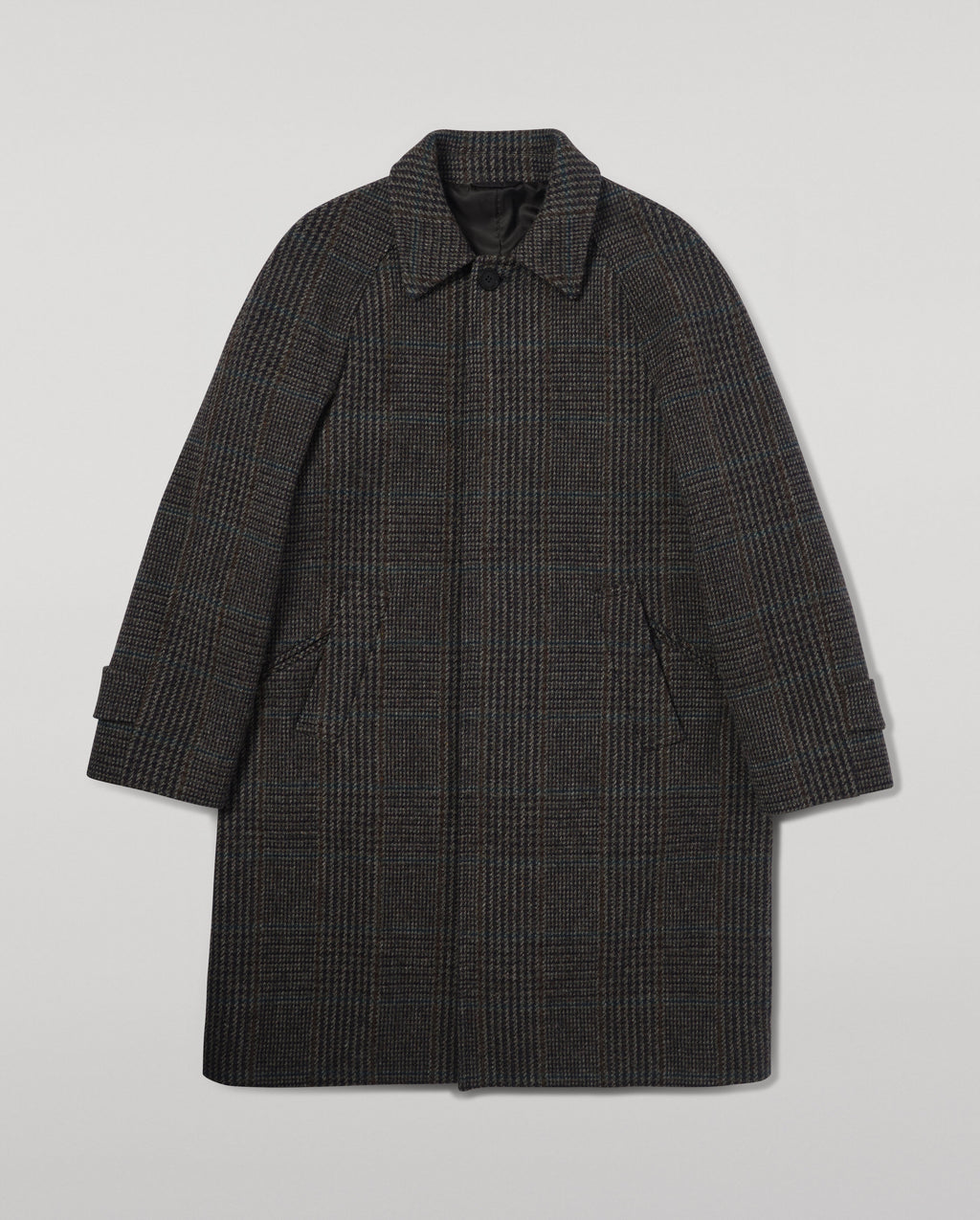 Johnstons of Elgin - 'The Balmacaan' Coat | Dark Slate Check